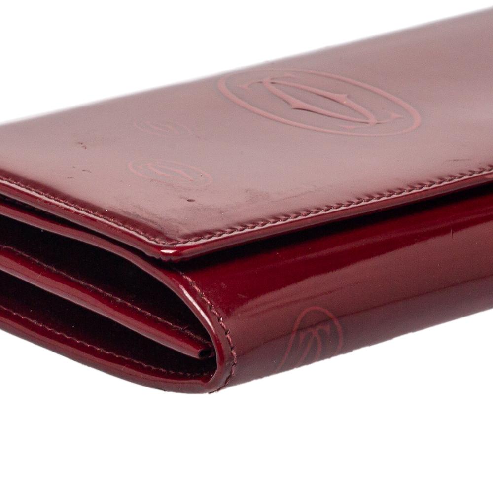 Cartier Dark Red Leather Happy Birthday Continental Wallet 5