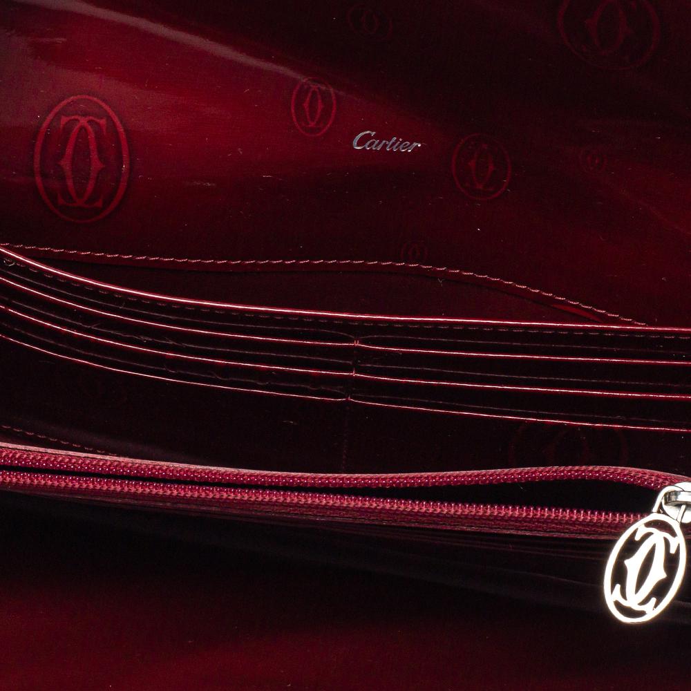Cartier Dark Red Leather Happy Birthday Continental Wallet 6