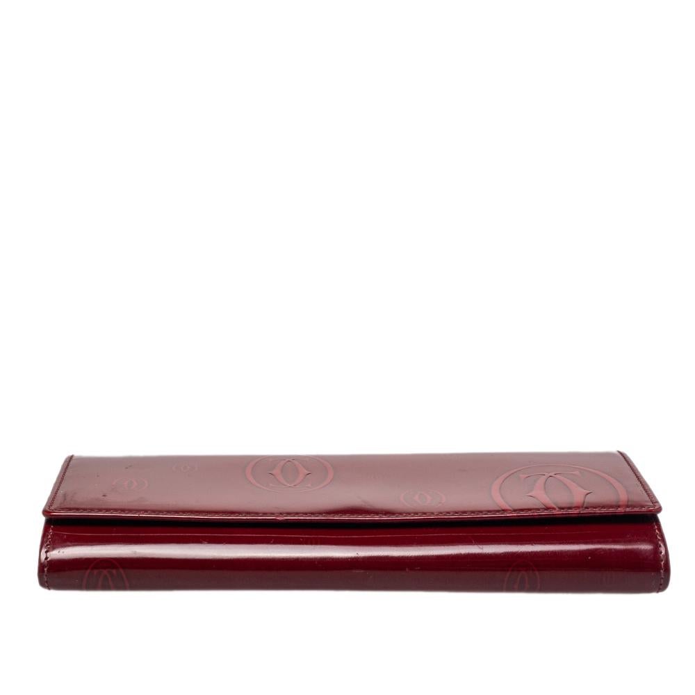 Cartier Dark Red Leather Happy Birthday Continental Wallet In Good Condition In Dubai, Al Qouz 2