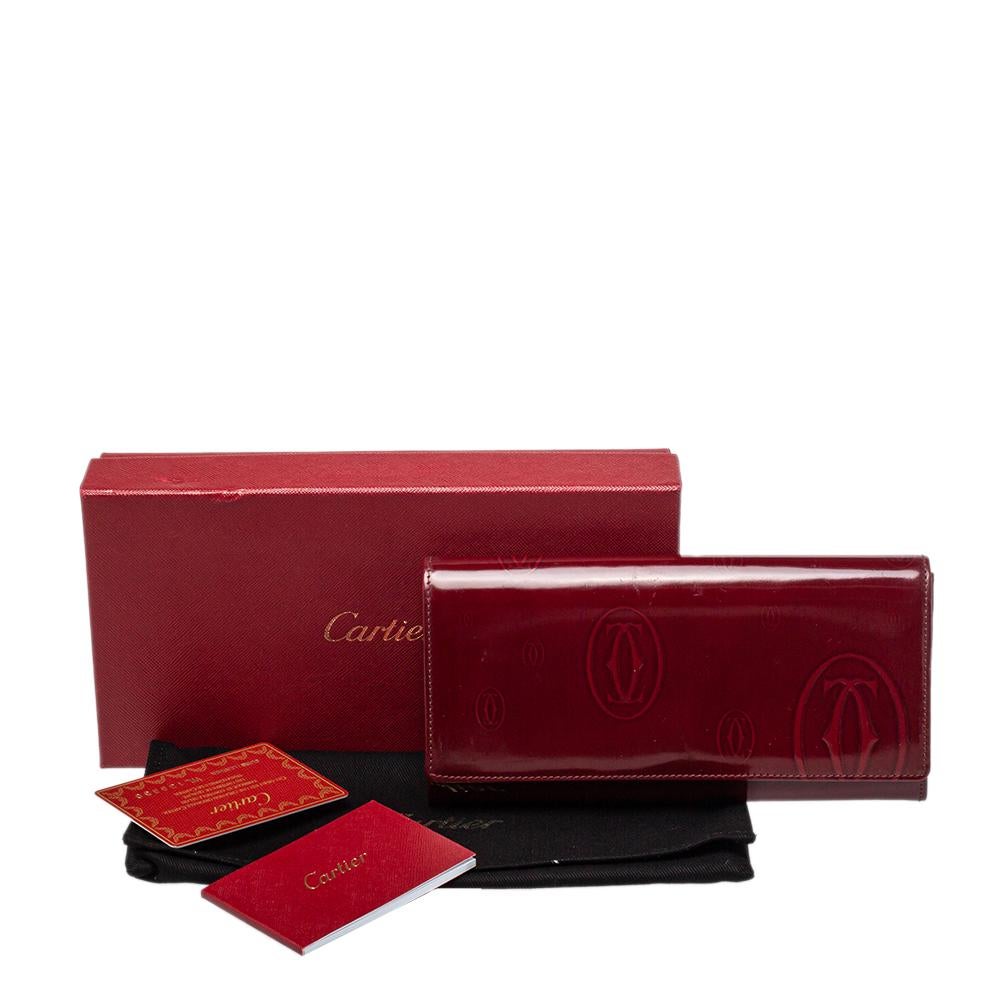 Cartier Dark Red Leather Happy Birthday Continental Wallet 4