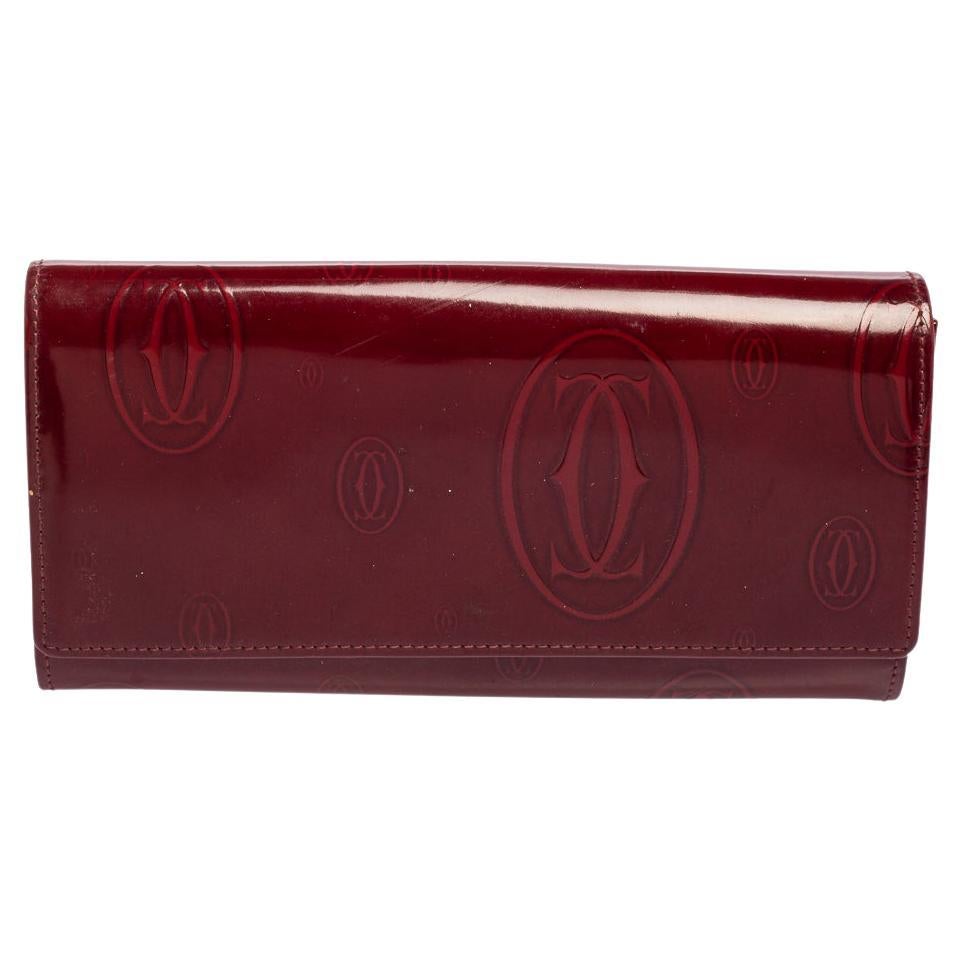 Cartier Dark Red Leather Happy Birthday Continental Wallet