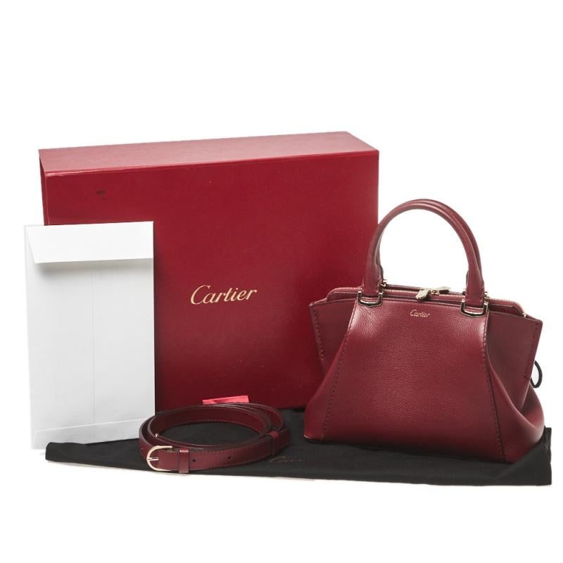 Cartier Dunkelrotes Leder Mini C de Cartier Tote 6