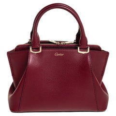 Cartier Dark Red Leather Mini C de Cartier Tote