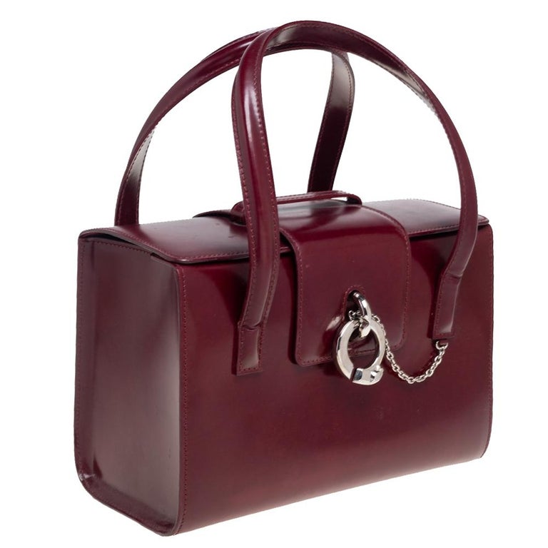 Cartier Dark Red Leather Panthere Box Bag at 1stDibs | cartier box bag, red  box bag, dark red purse