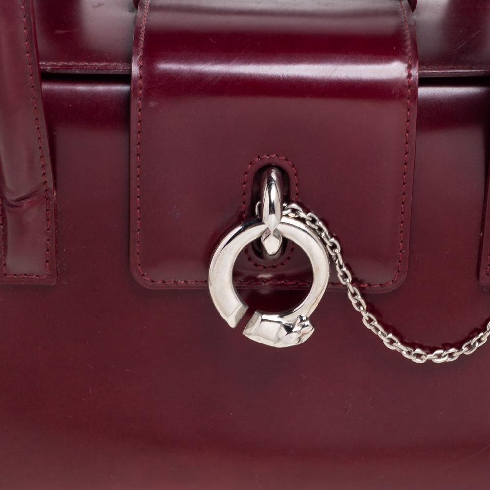 Cartier Dark Red Leather Panthere Box Bag In Good Condition In Dubai, Al Qouz 2