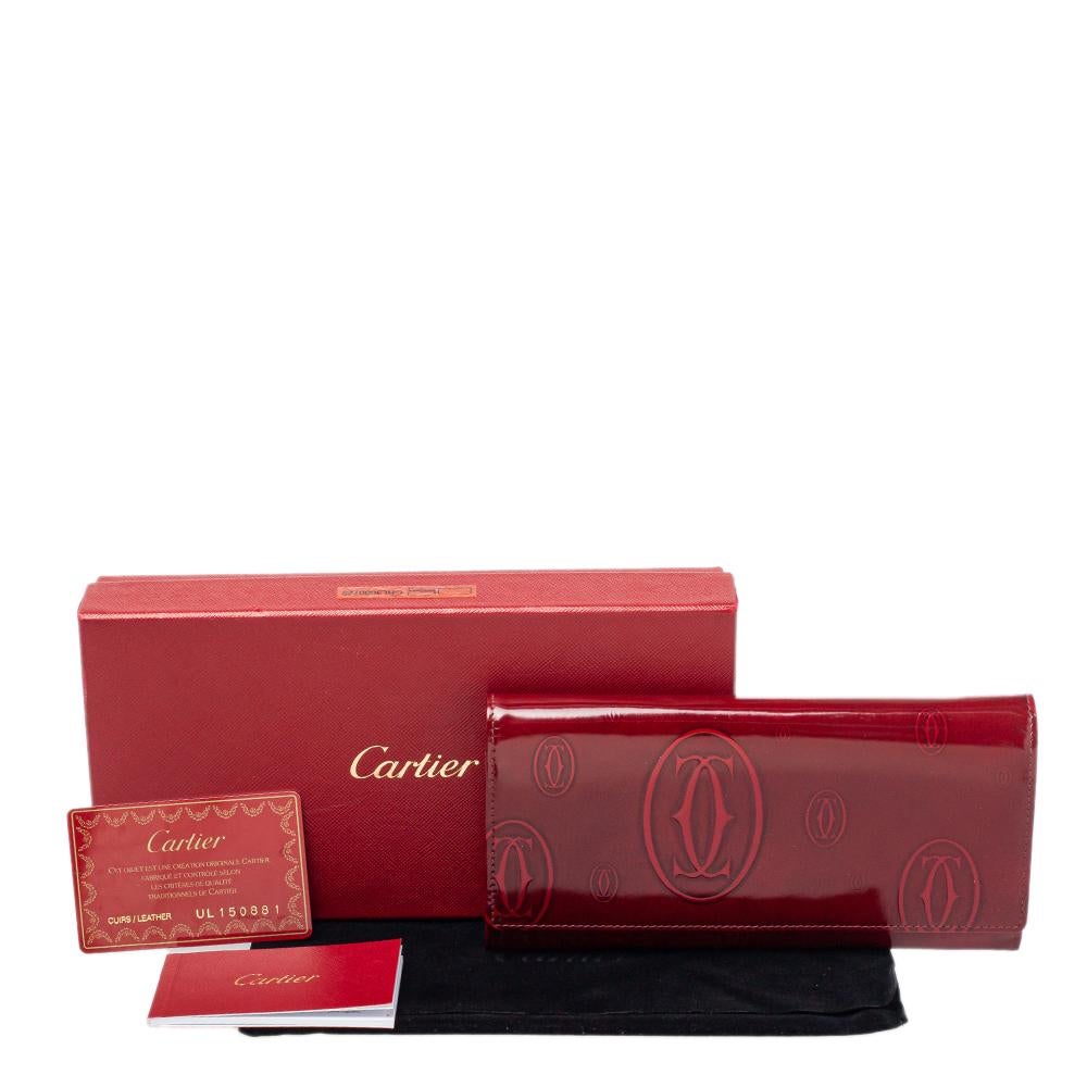 Cartier Dark Red Patent Leather Happy Birthday Continental Wallet 3