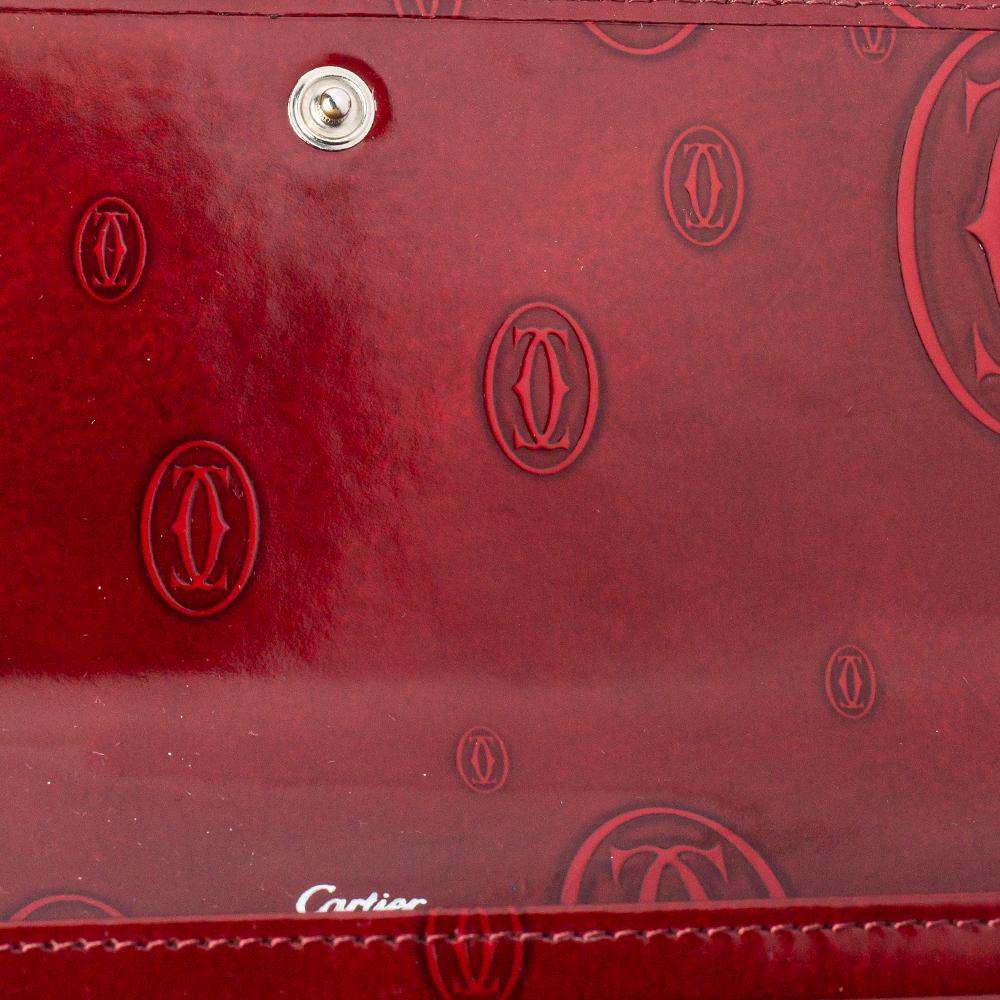Cartier Dark Red Patent Leather Happy Birthday Continental Wallet 4