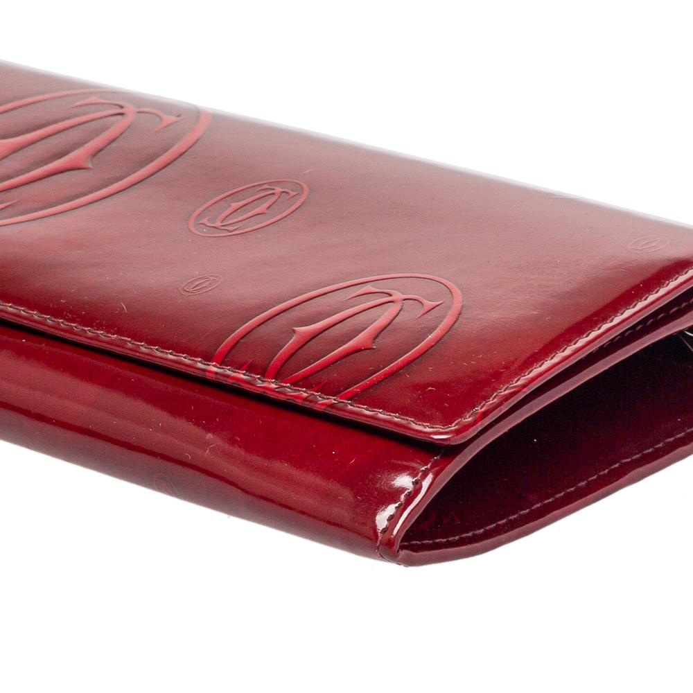 Cartier Dark Red Patent Leather Happy Birthday Continental Wallet In Good Condition In Dubai, Al Qouz 2