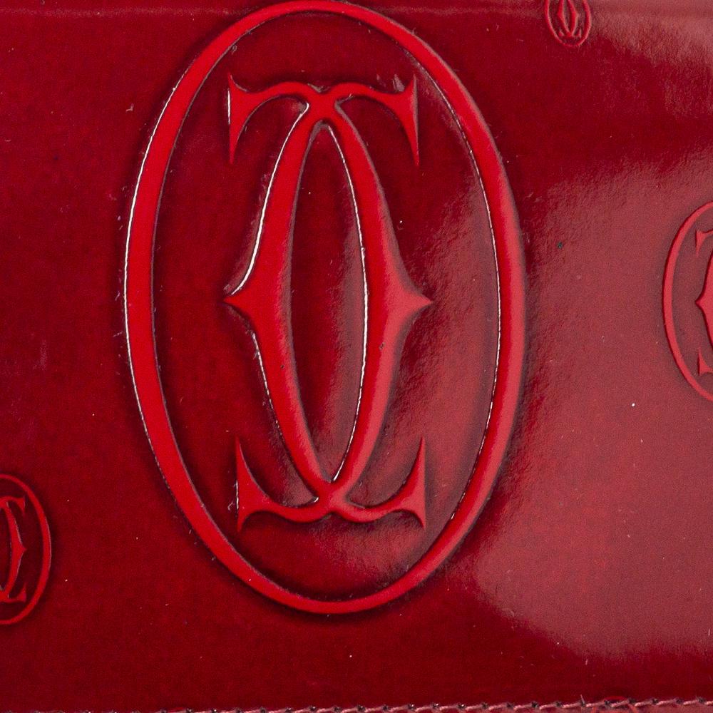 Women's Cartier Dark Red Patent Leather Happy Birthday Continental Wallet