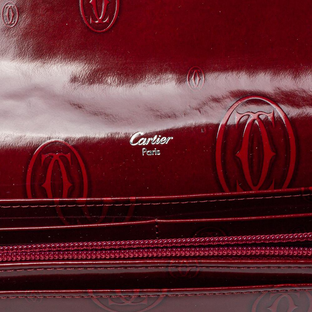 Cartier Dark Red Patent Leather Happy Birthday Continental Wallet 1