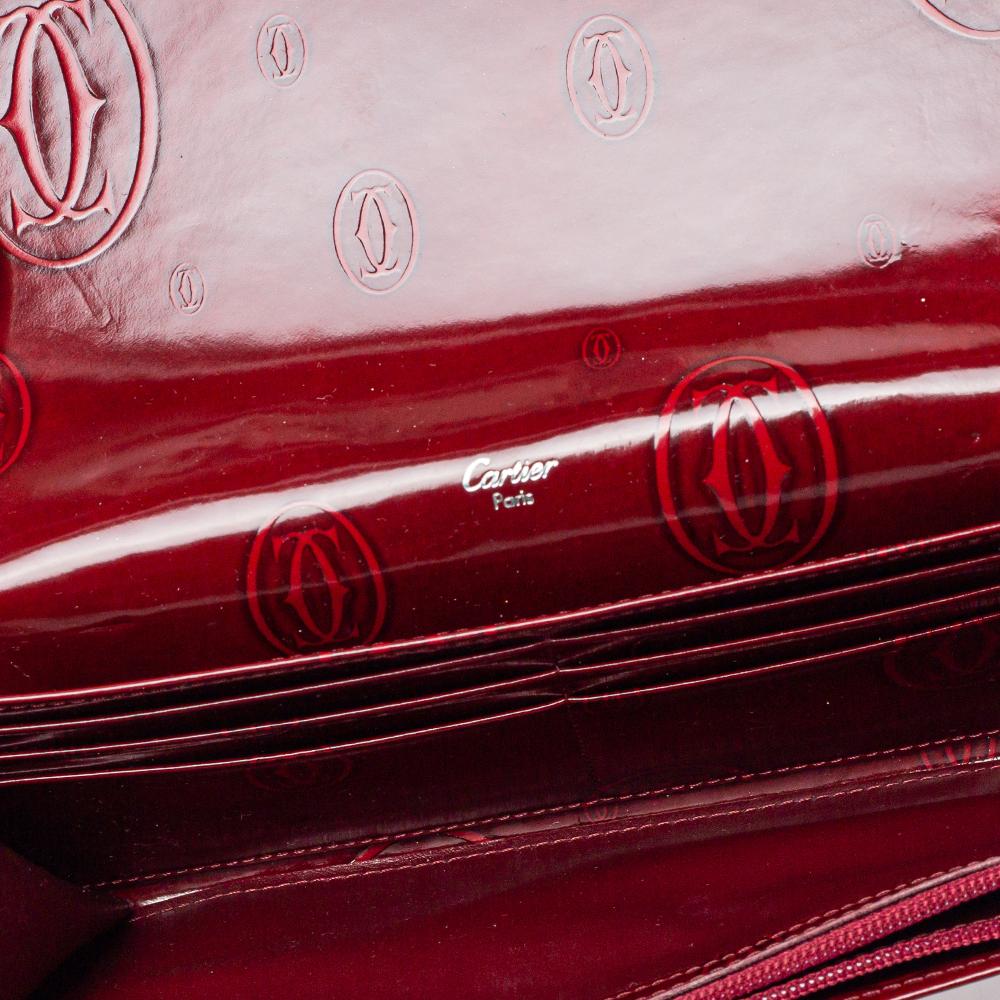 Cartier Dark Red Patent Leather Happy Birthday Continental Wallet 2