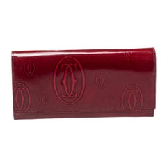 Cartier Dark Red Patent Leather Happy Birthday Continental Wallet