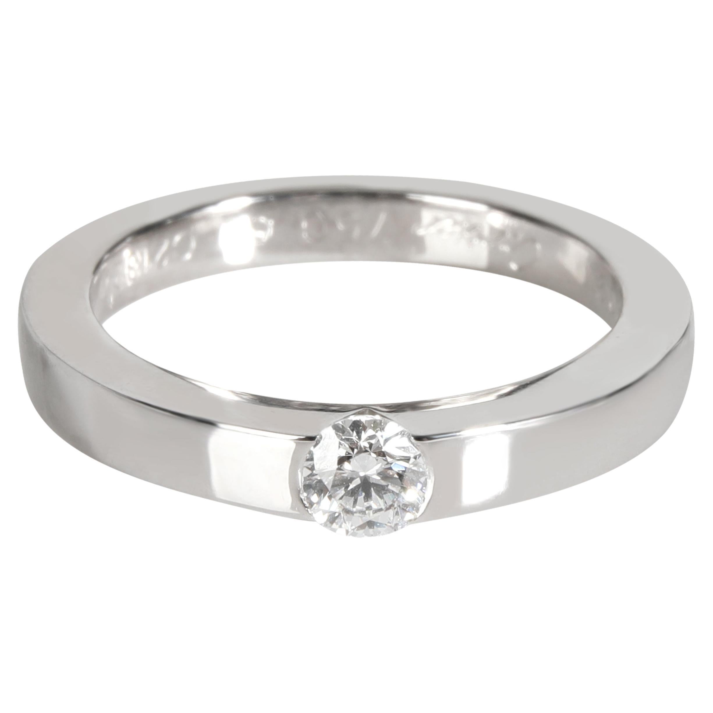 Cartier Date Diamond Solitaire Ring in 18K White Gold H-I VVS 0.21 CTW For Sale