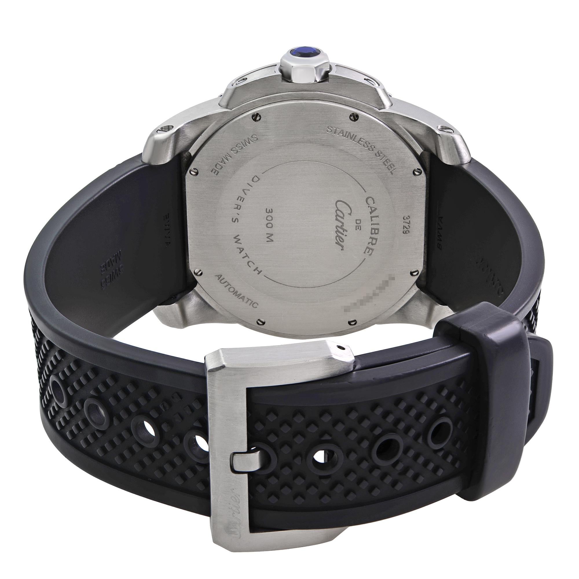 Cartier De Calibre Steel Rubber Black Roman Dial Automatic Men’s Watch W7100056 1