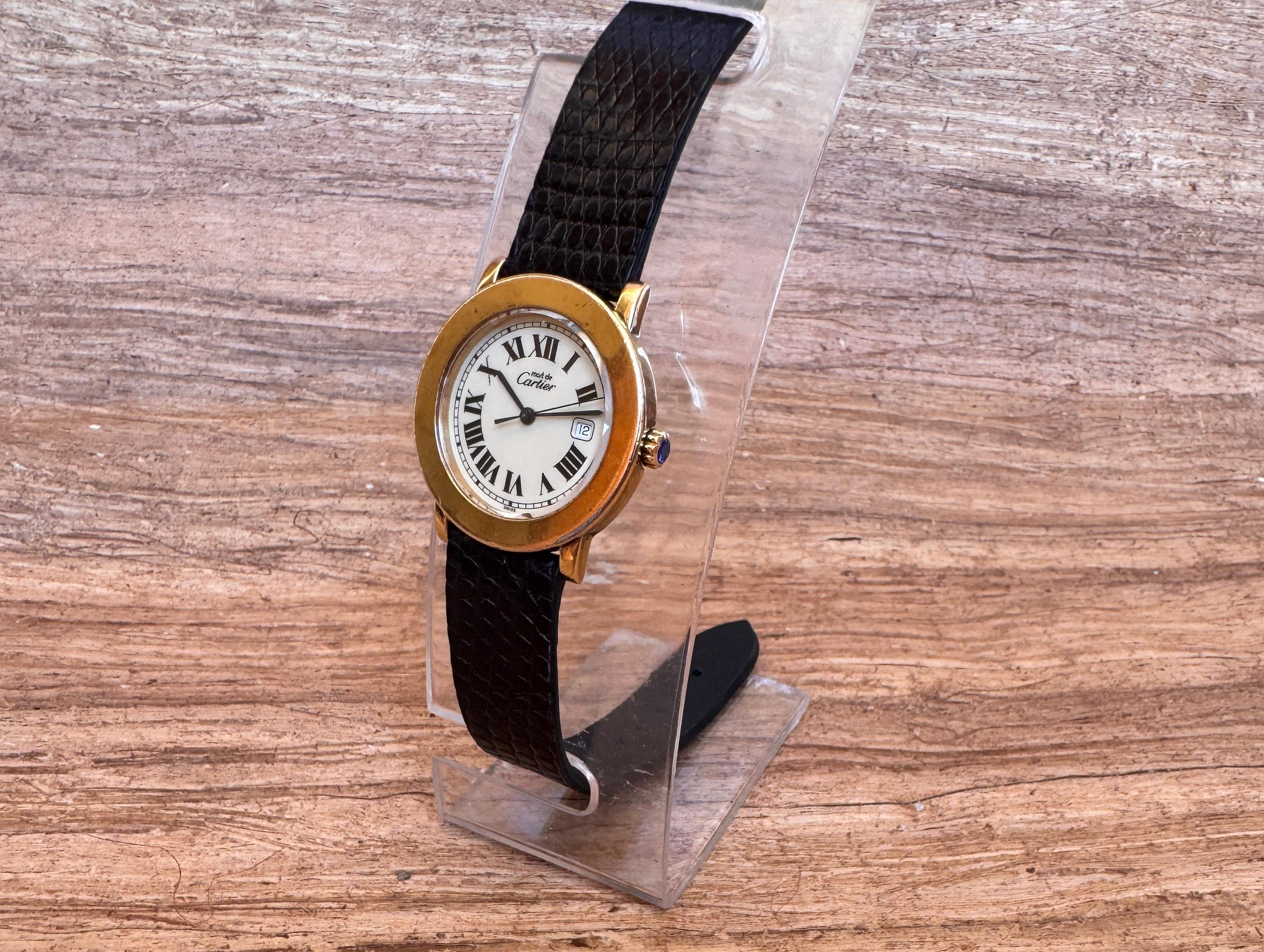 De los hombres Reloj Cartier De Cartier Ronde 18001 Plata Esterlina 33 mm Cinturón Nuevo Hombre en venta