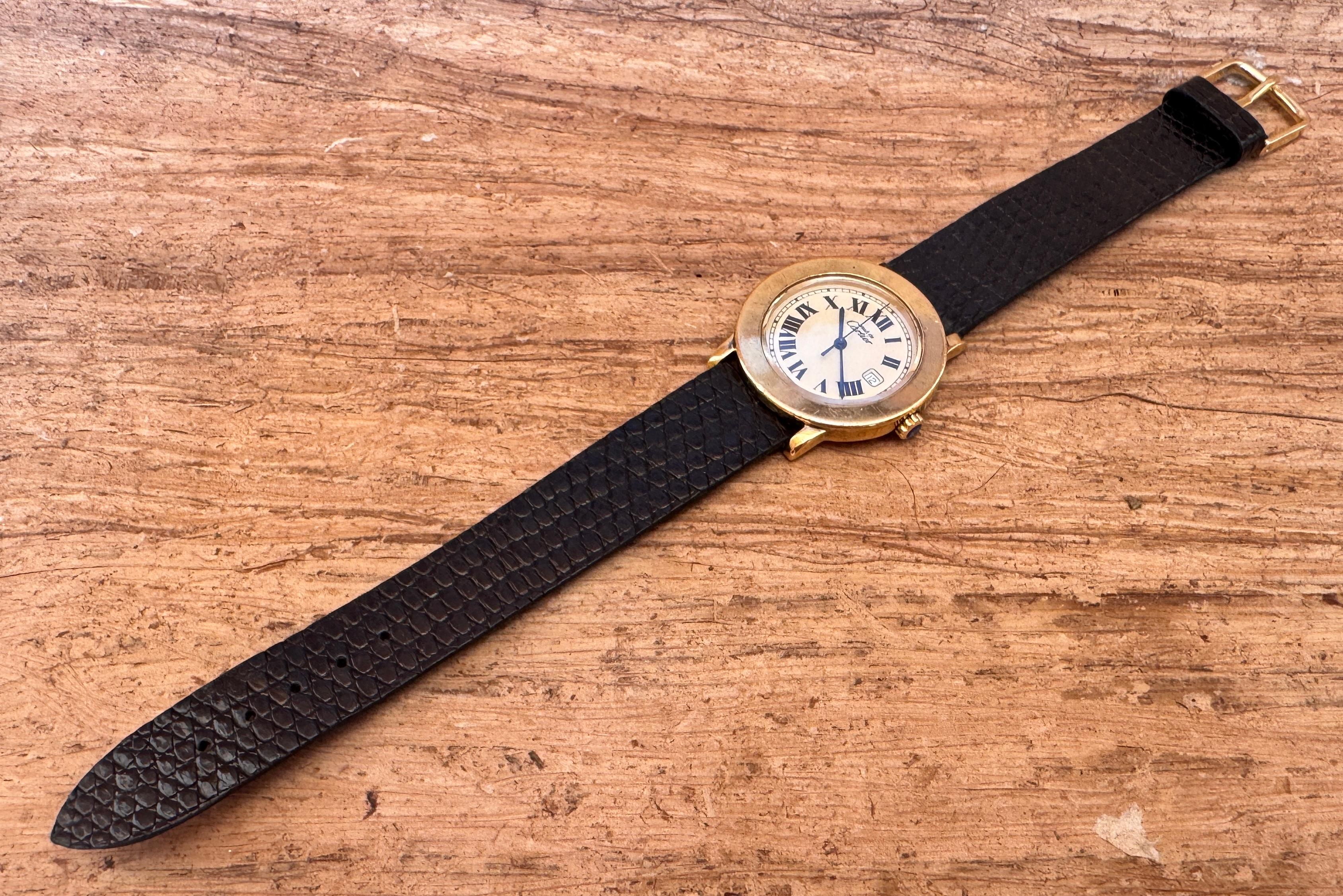 Reloj Cartier De Cartier Ronde 18001 Plata Esterlina 33 mm Cinturón Nuevo Hombre en venta 1