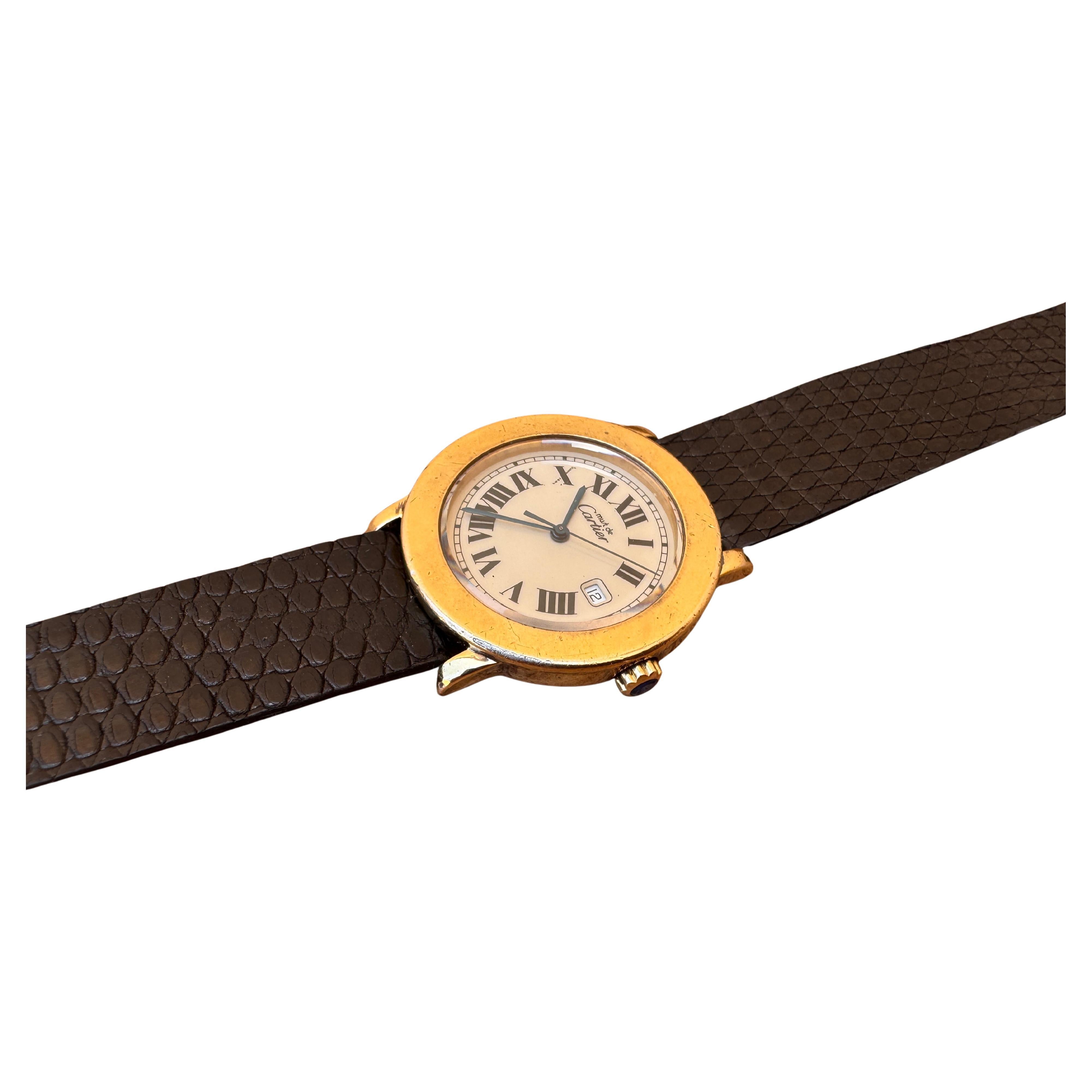 Reloj Cartier De Cartier Ronde 18001 Plata Esterlina 33 mm Cinturón Nuevo Hombre