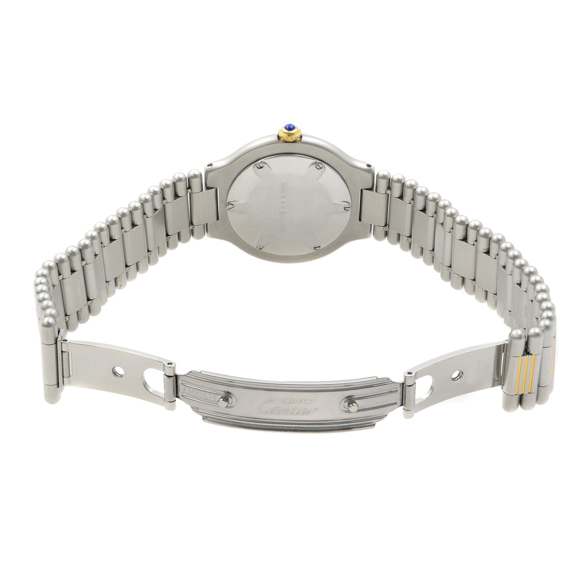 Cartier de Must 21 Stahl Blaue Damenuhr mit blauen Händen und silbernem Zifferblatt Quarz 9010 3