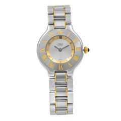 Cartier de Must 21 Acero Oro Plata Esfera Cuarzo Señoras W10073R6