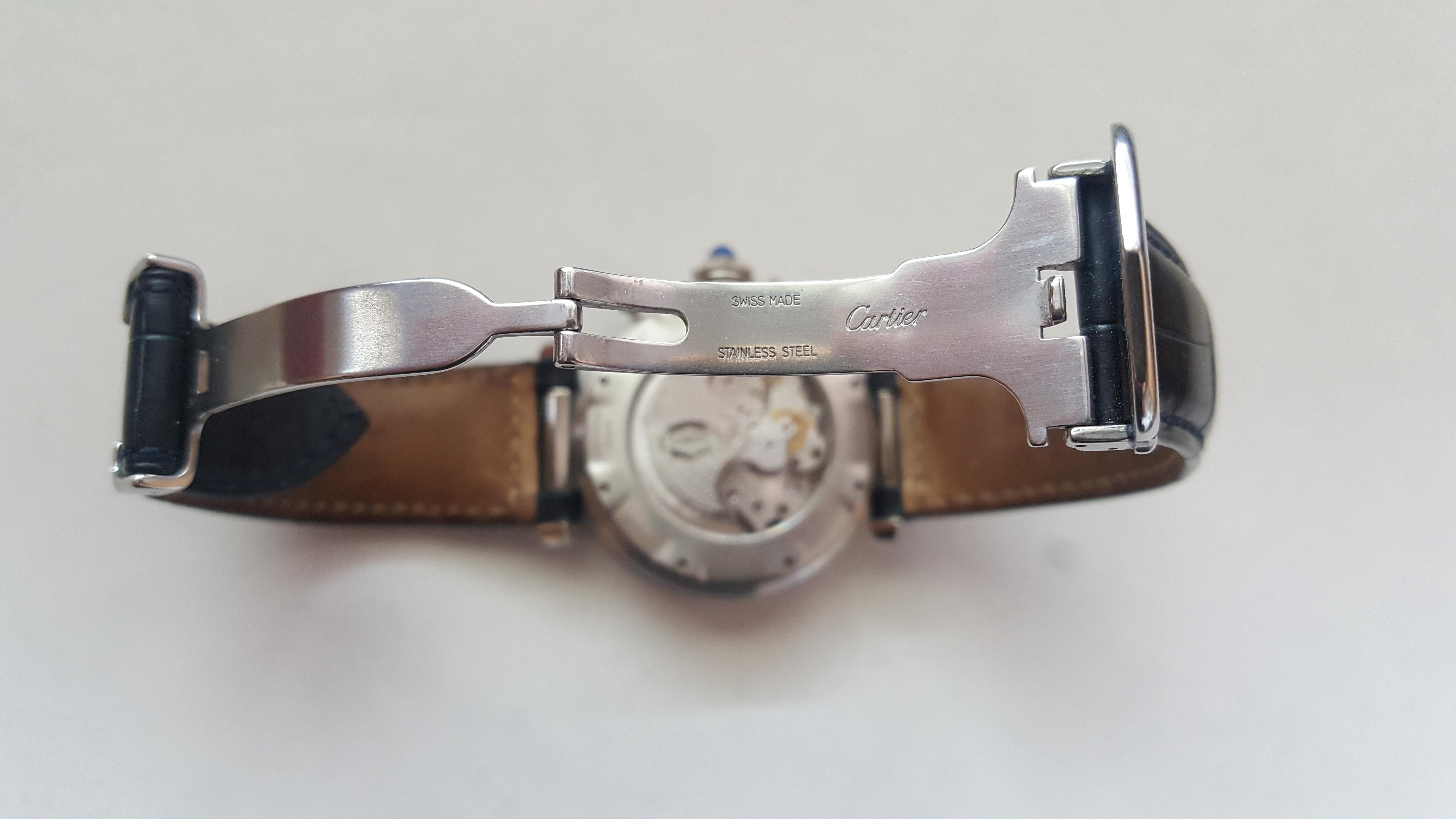 Cabochon Cartier de Pasha Watch Chronograph Stainless Steel 2113 Automatic 38mm
