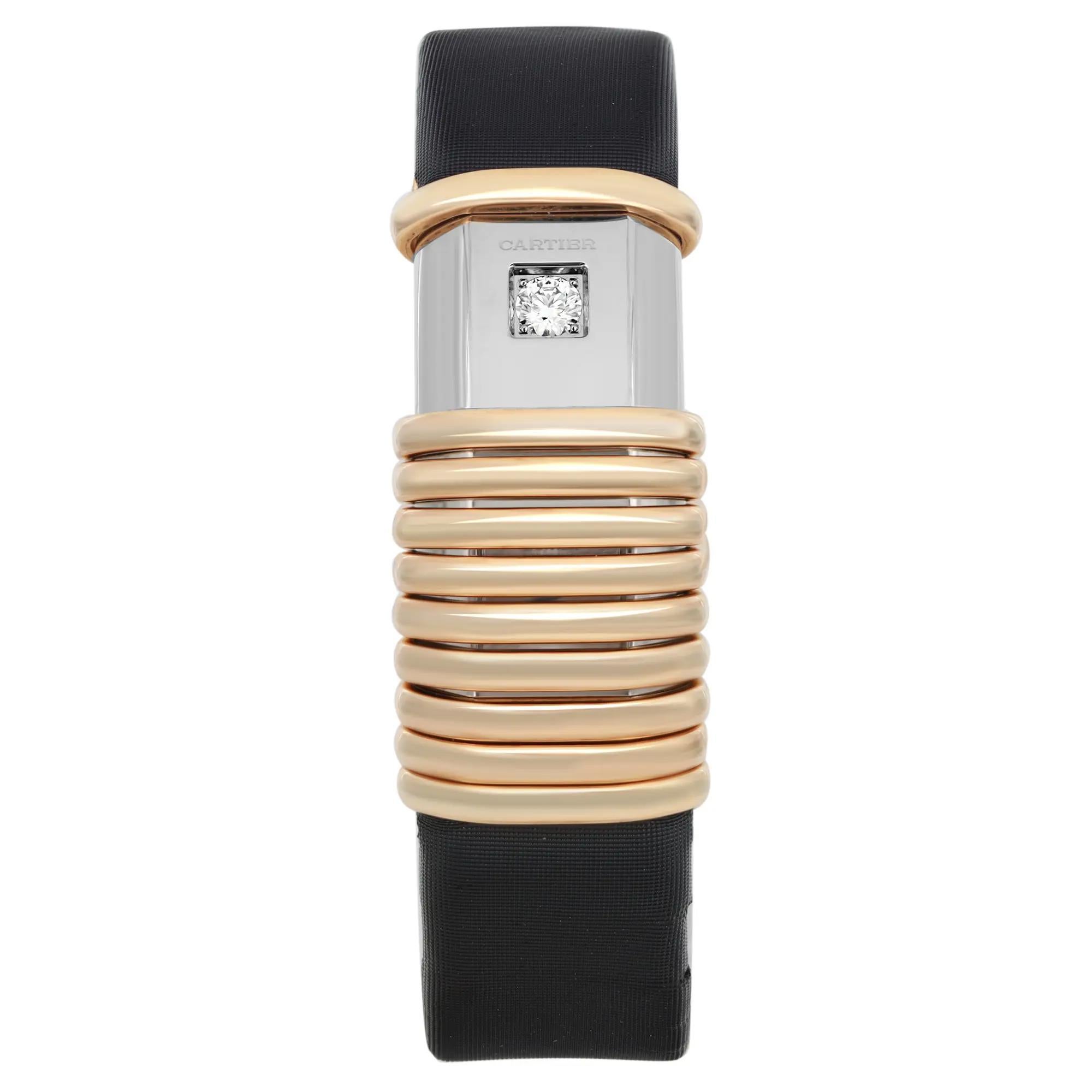 Cartier Declaration 16 X 31mm 18K Yellow Gold Diamond Titanium Ladies Watch 2611 In Good Condition For Sale In New York, NY