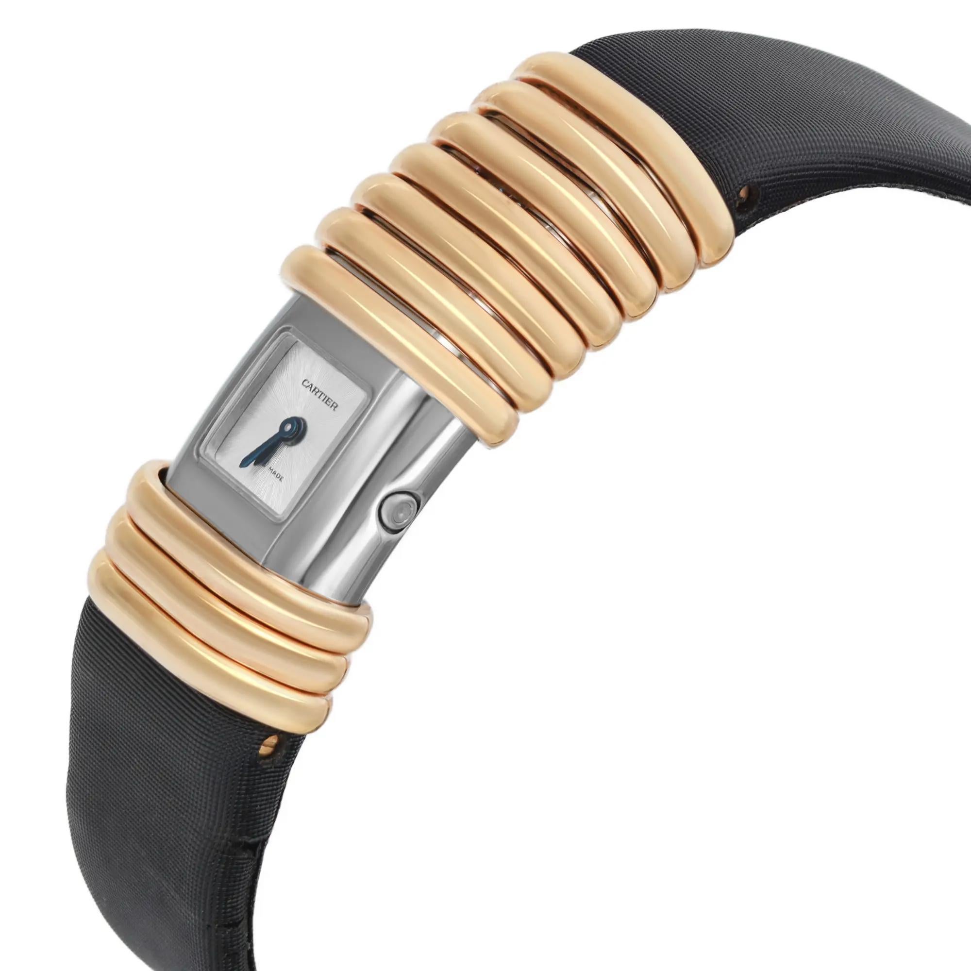 Women's Cartier Declaration 16 X 31mm 18K Yellow Gold Diamond Titanium Ladies Watch 2611 For Sale