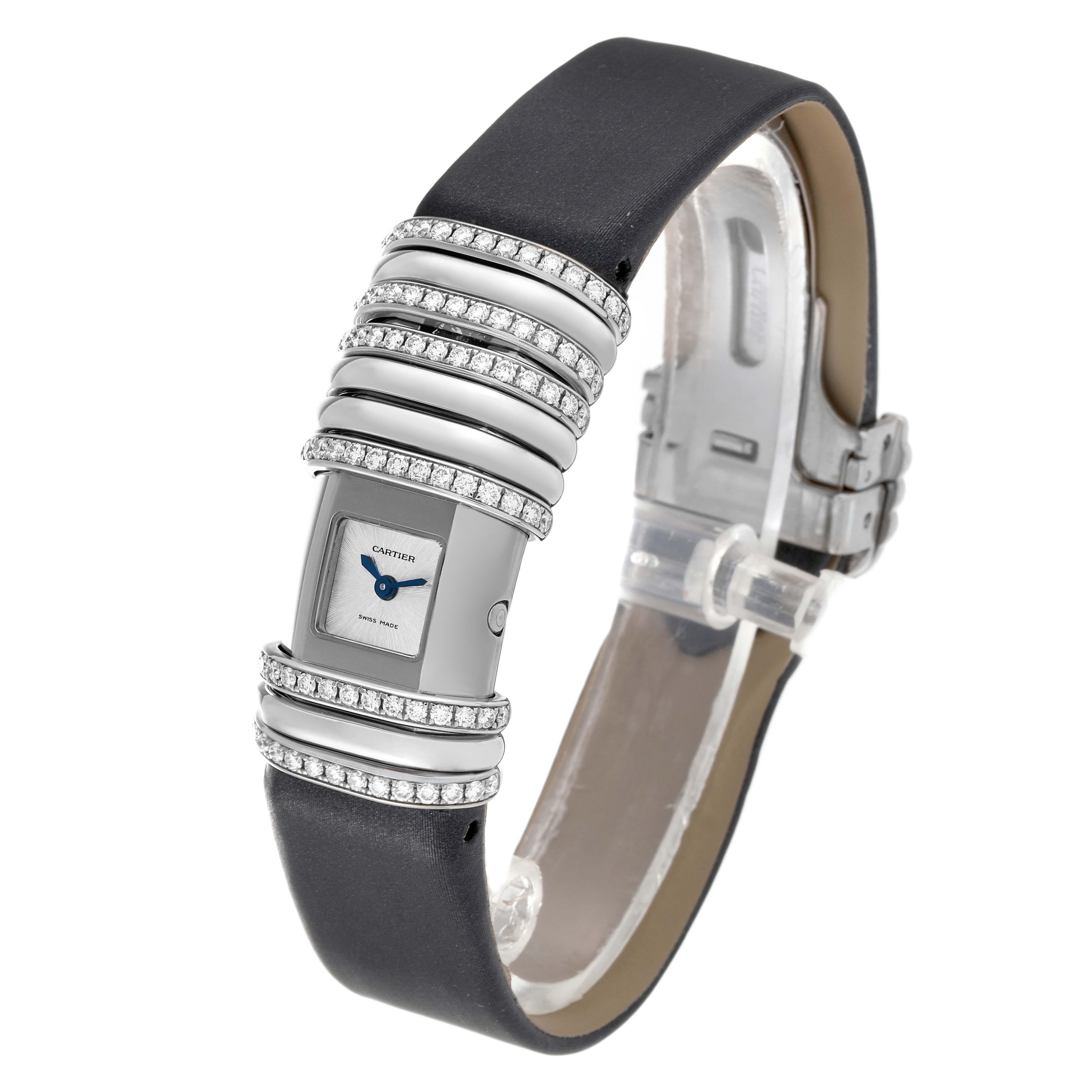 Cartier Declaration White Gold Titanium Diamond Ladies Watch WT000450 For Sale 3