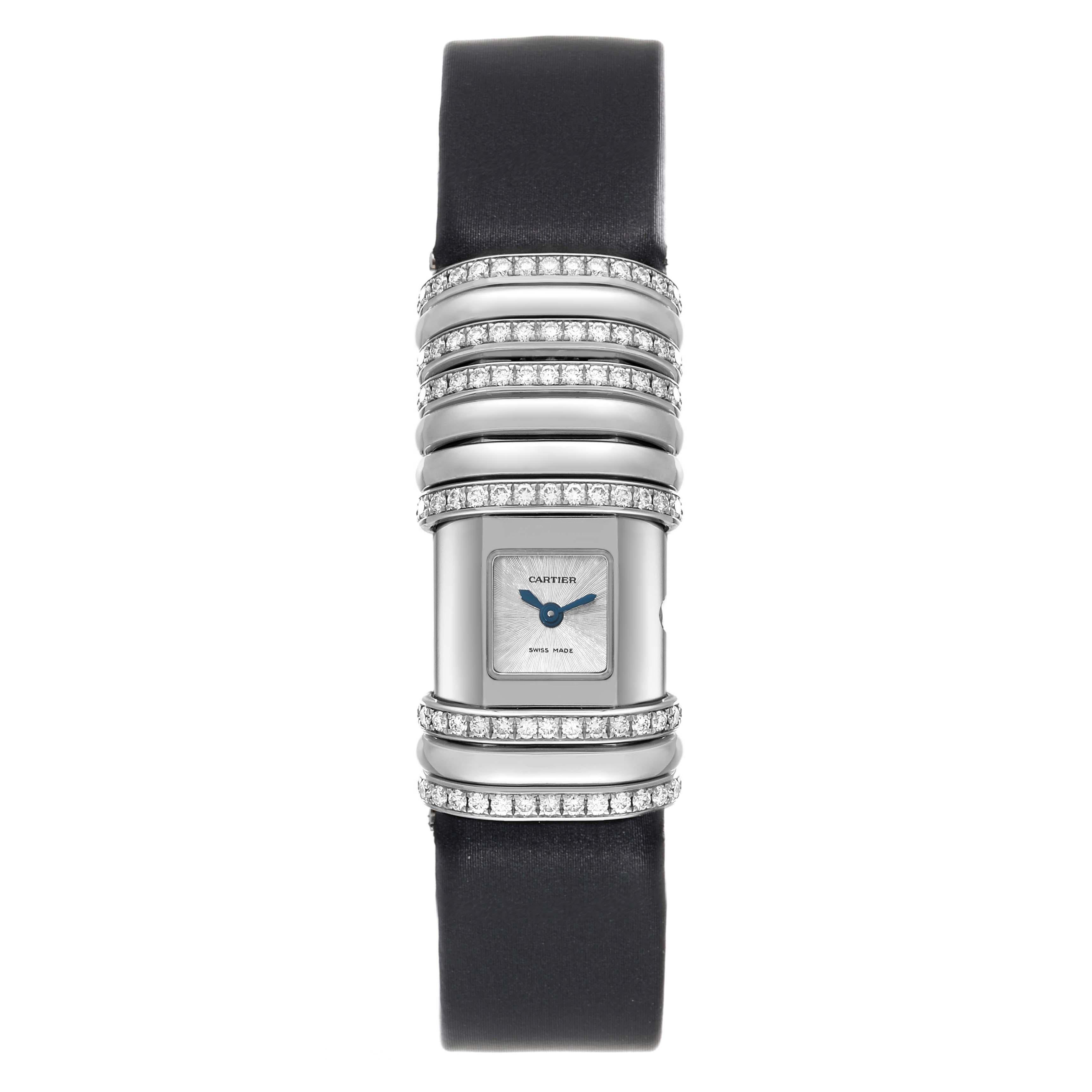 Cartier Declaration White Gold Titanium Diamond Ladies Watch WT000450 For Sale 4