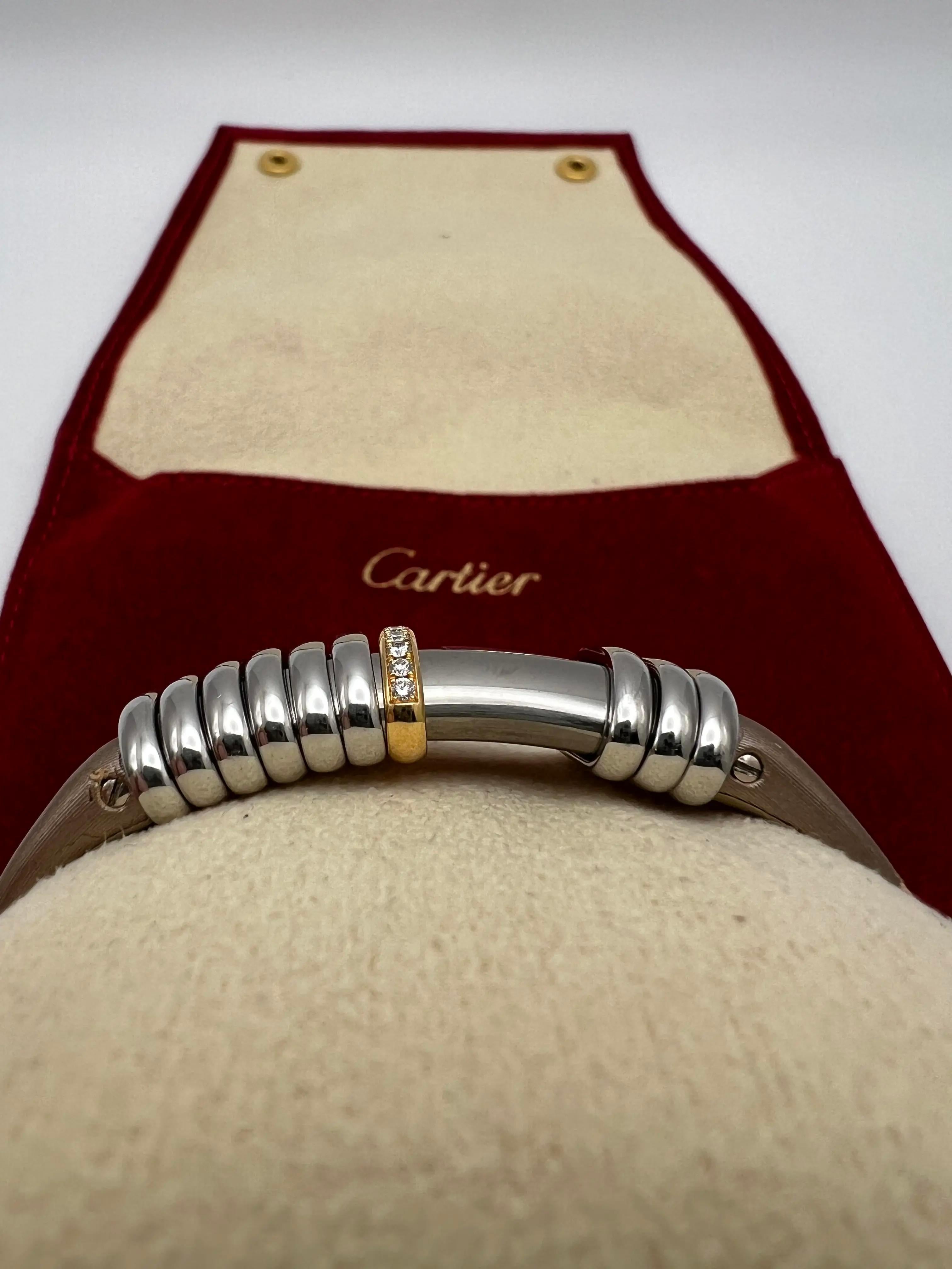 Women's Cartier Declaration WT000830 18K Rose & Titanium Leather Quartz Silver Dial For Sale