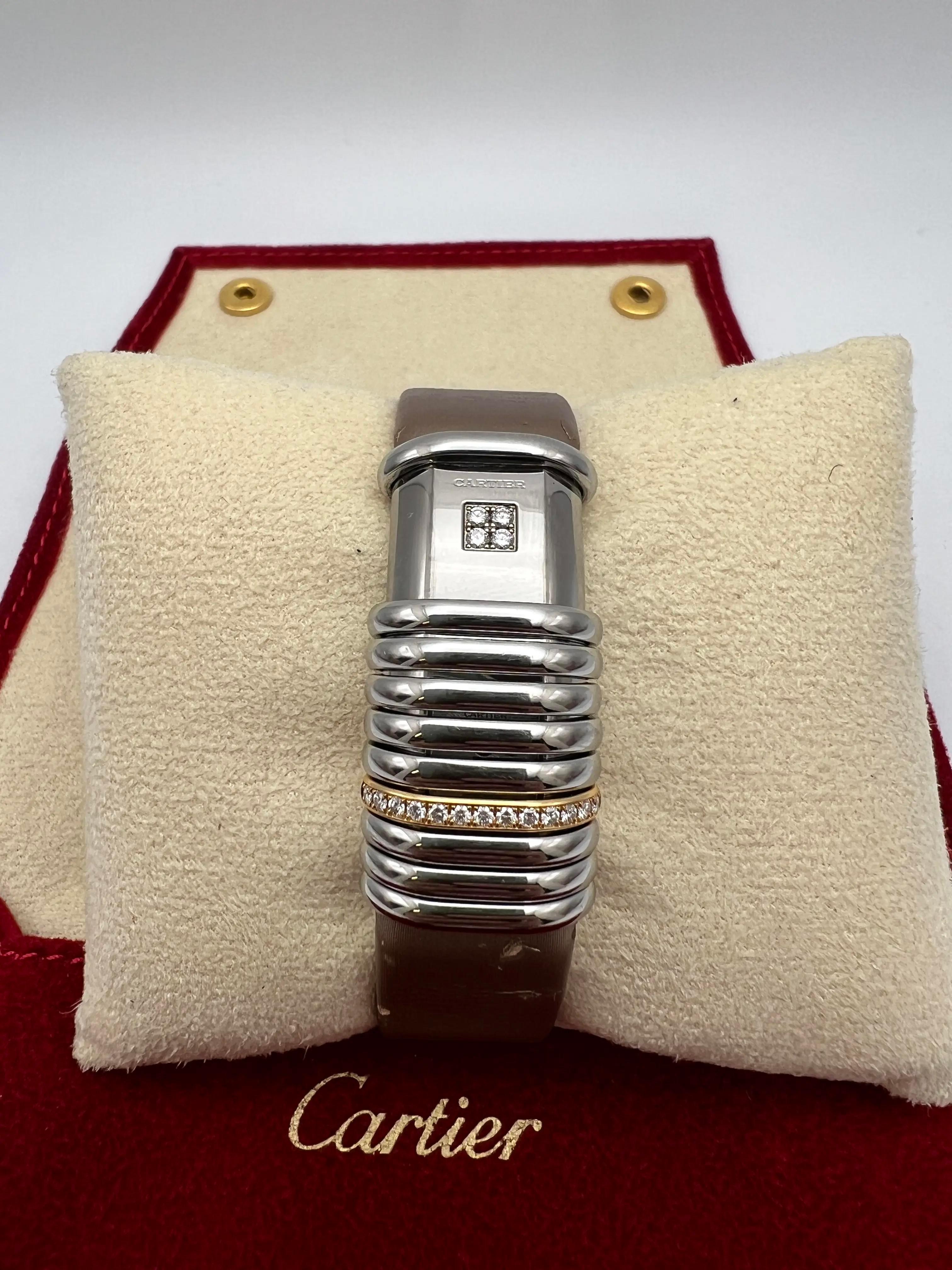 Cartier Declaration WT000830 18K Rose & Titanium Leather Quartz Silver Dial For Sale 4
