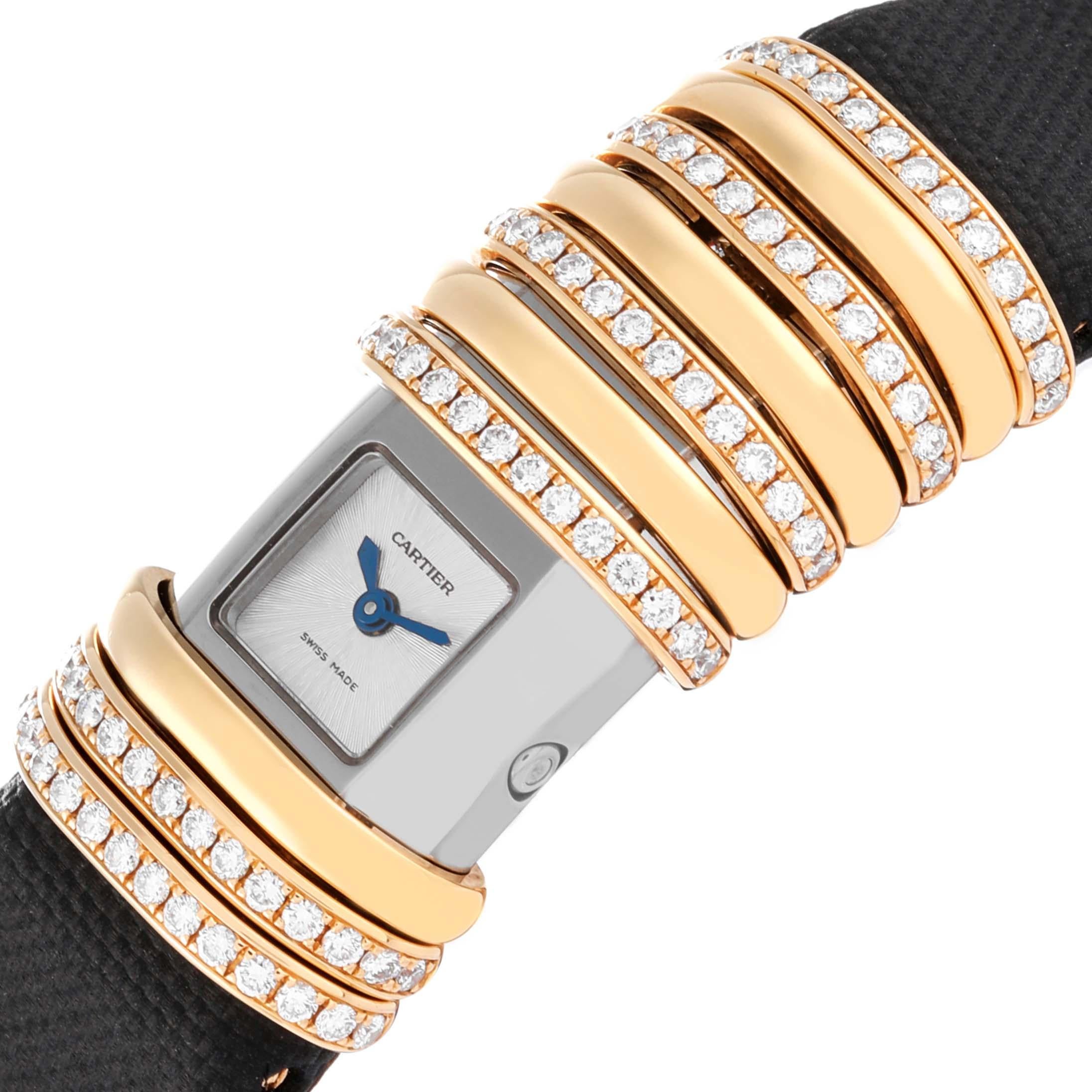 Cartier Declaration Yellow Gold Titanium Diamond Ladies Watch WT000150 For Sale 4