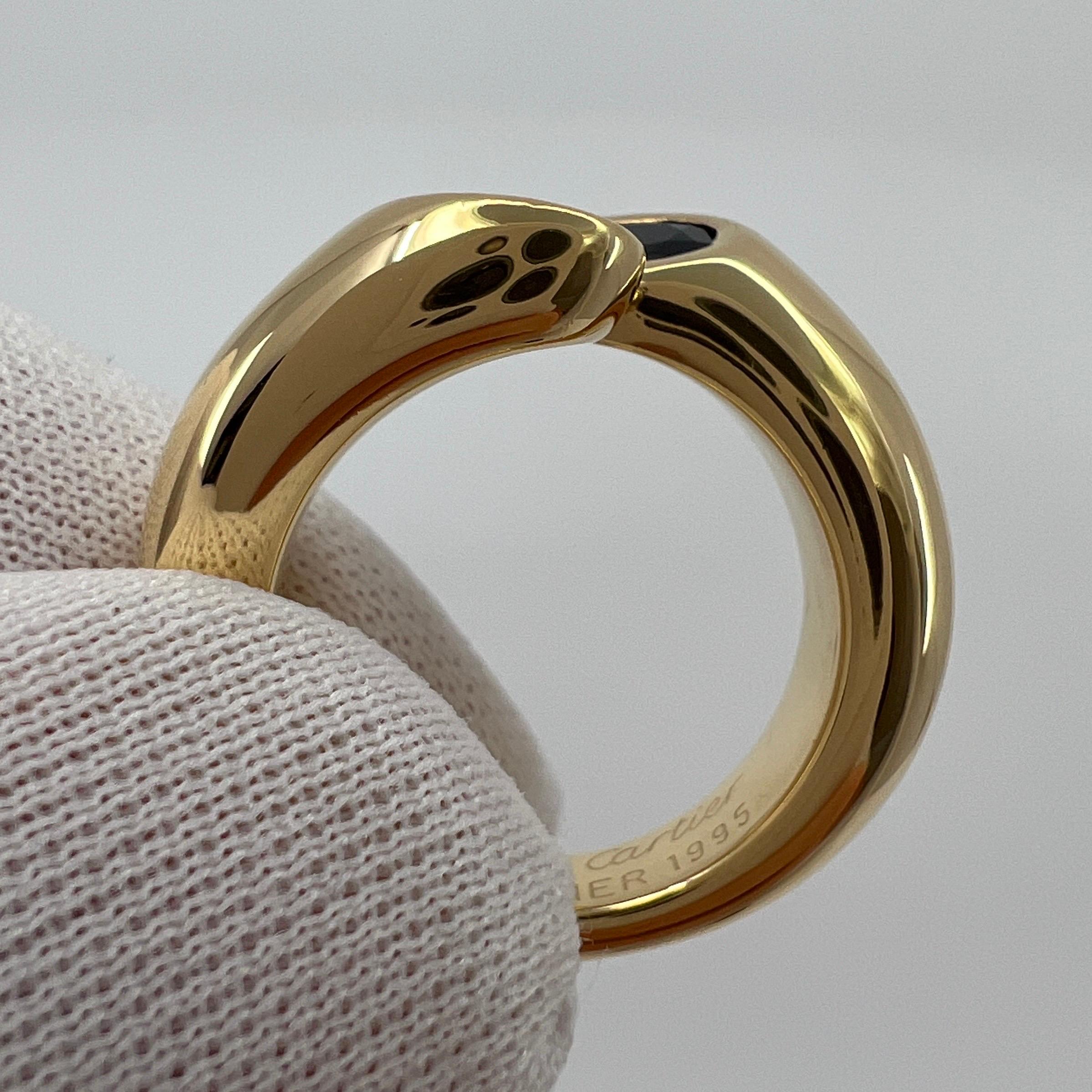 Cartier Deep Blue Sapphire Oval Cut Ellipse 18k Gold Bypass Split Ring EU53 3