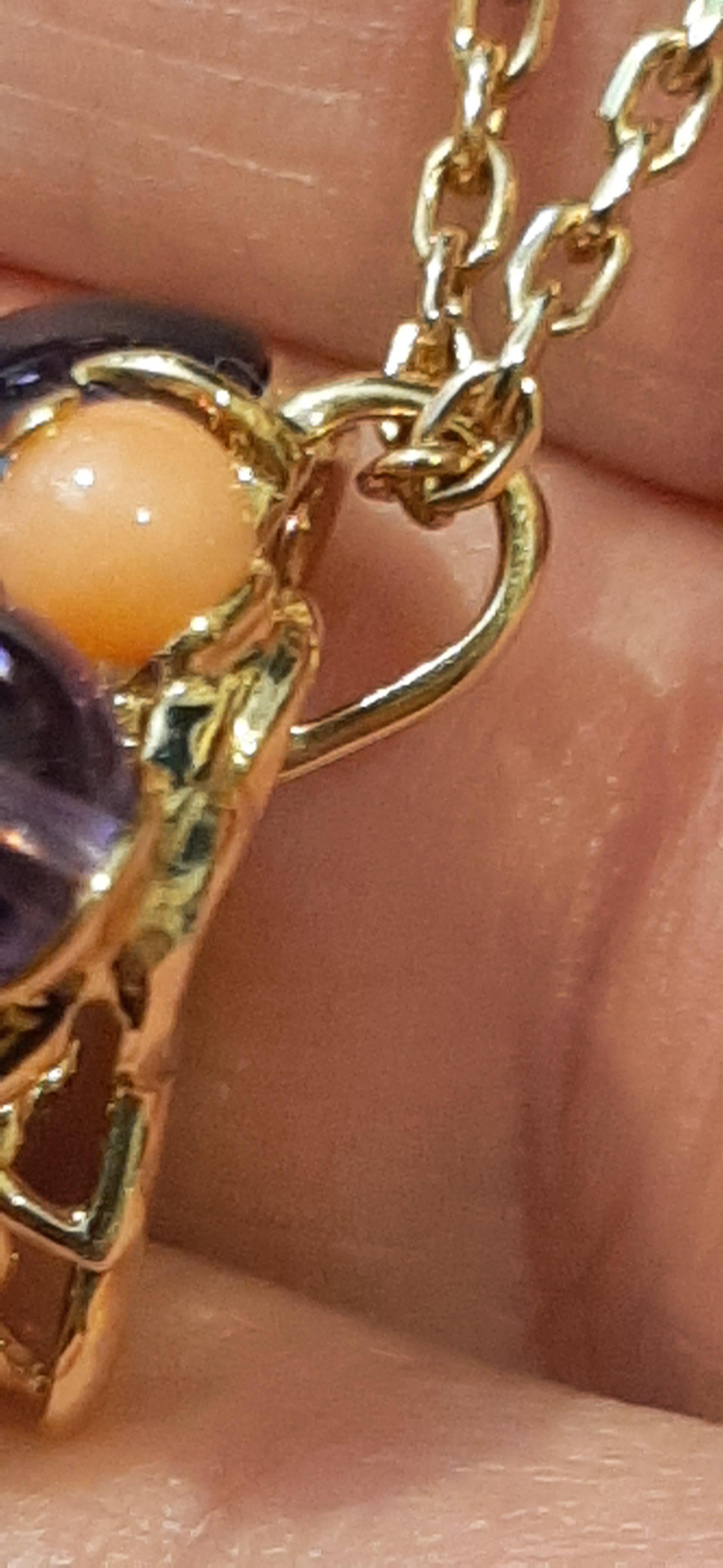Brilliant Cut Cartier ‘Delice de Goa’ Necklace with Amethyst, Diamonds and Coral in 18K Gold