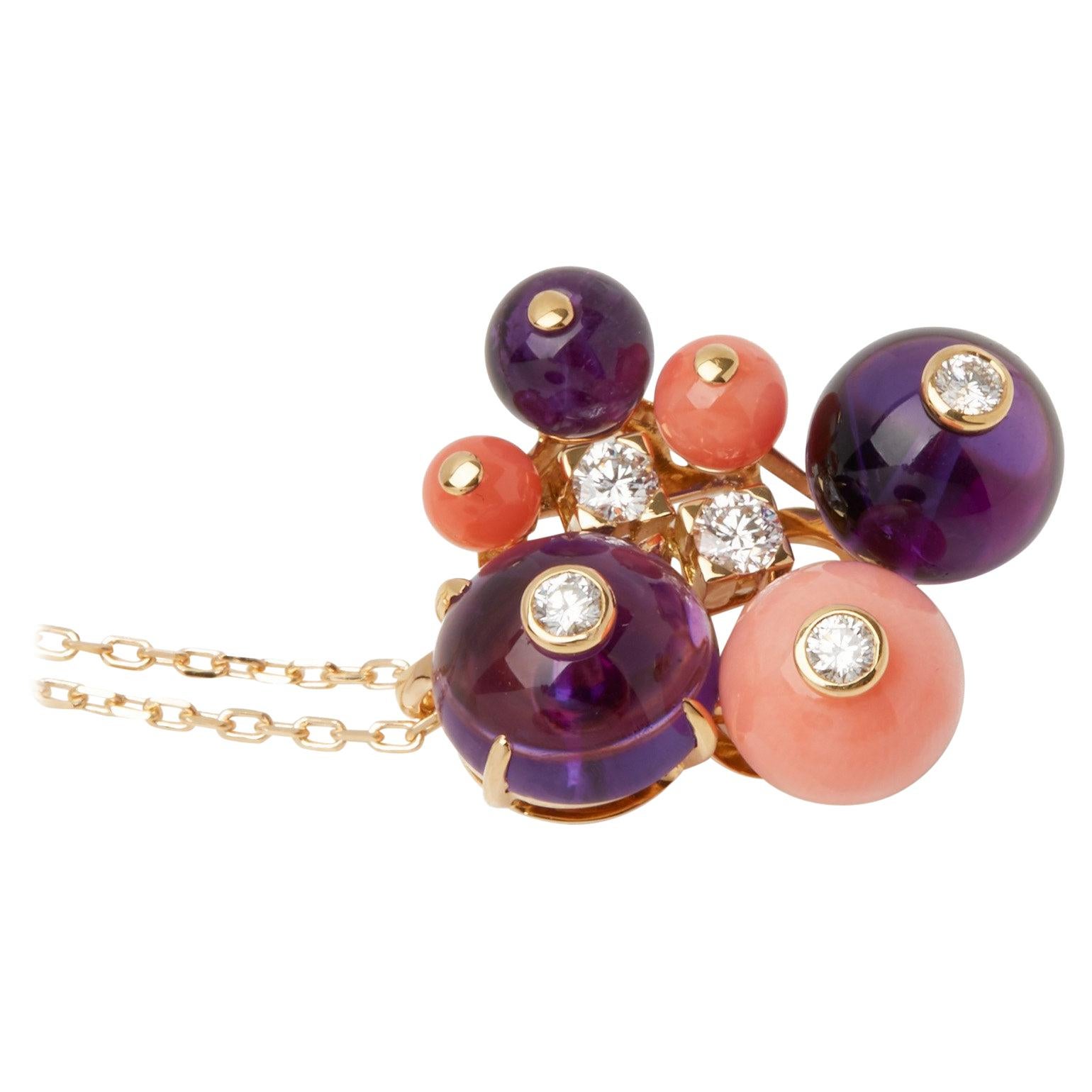 Cartier ‘Delice de Goa’ Necklace with Amethyst, Diamonds and Coral in 18K Gold