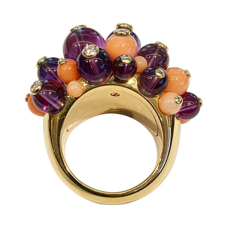 Cartier ‘Delice de Goa’ Ring with Amethyst, Diamonds and Coral in 18k Gold