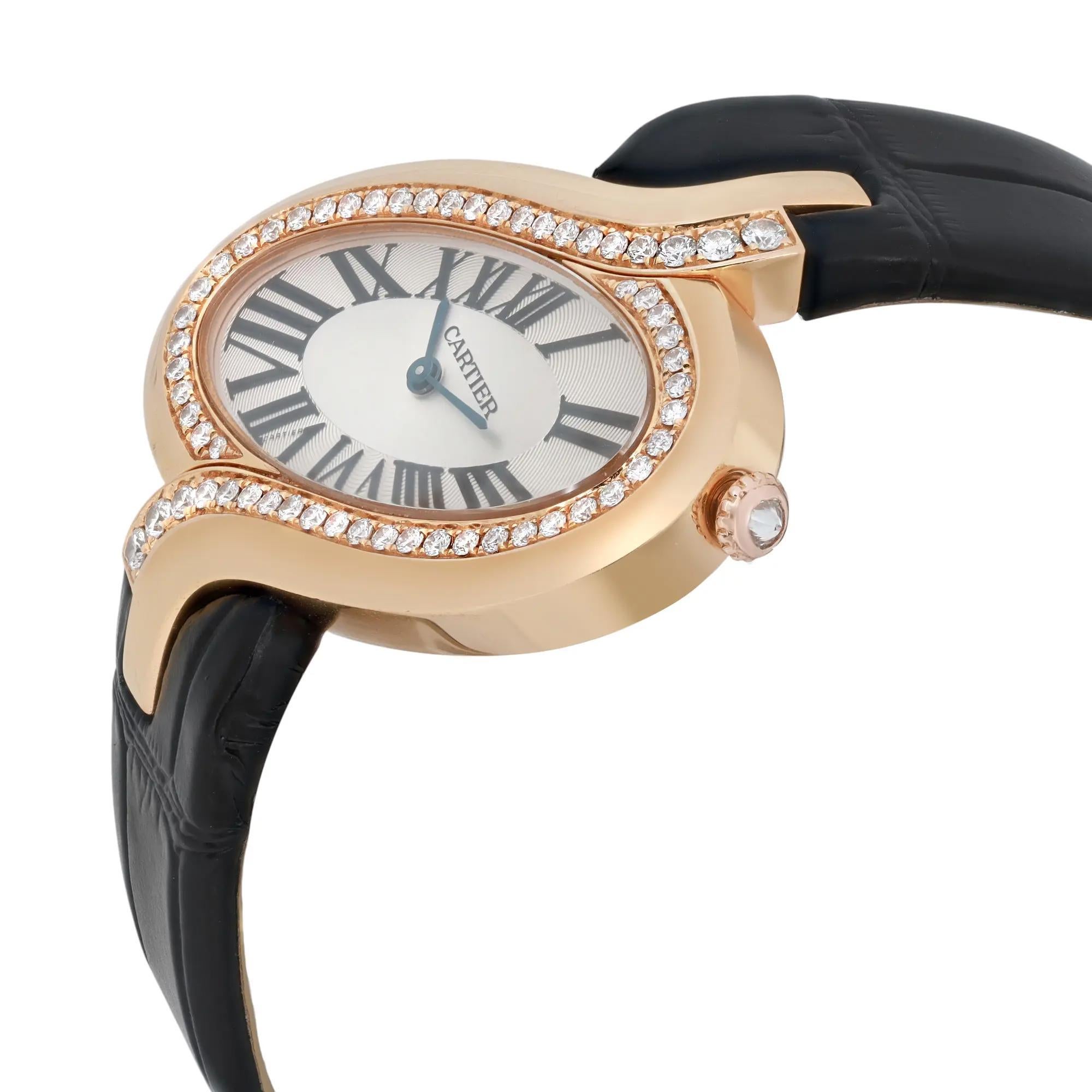 Cartier Delices 18K Gelbgold Diamant Silber Zifferblatt Quarz Uhr 3379 im Zustand „Hervorragend“ im Angebot in New York, NY
