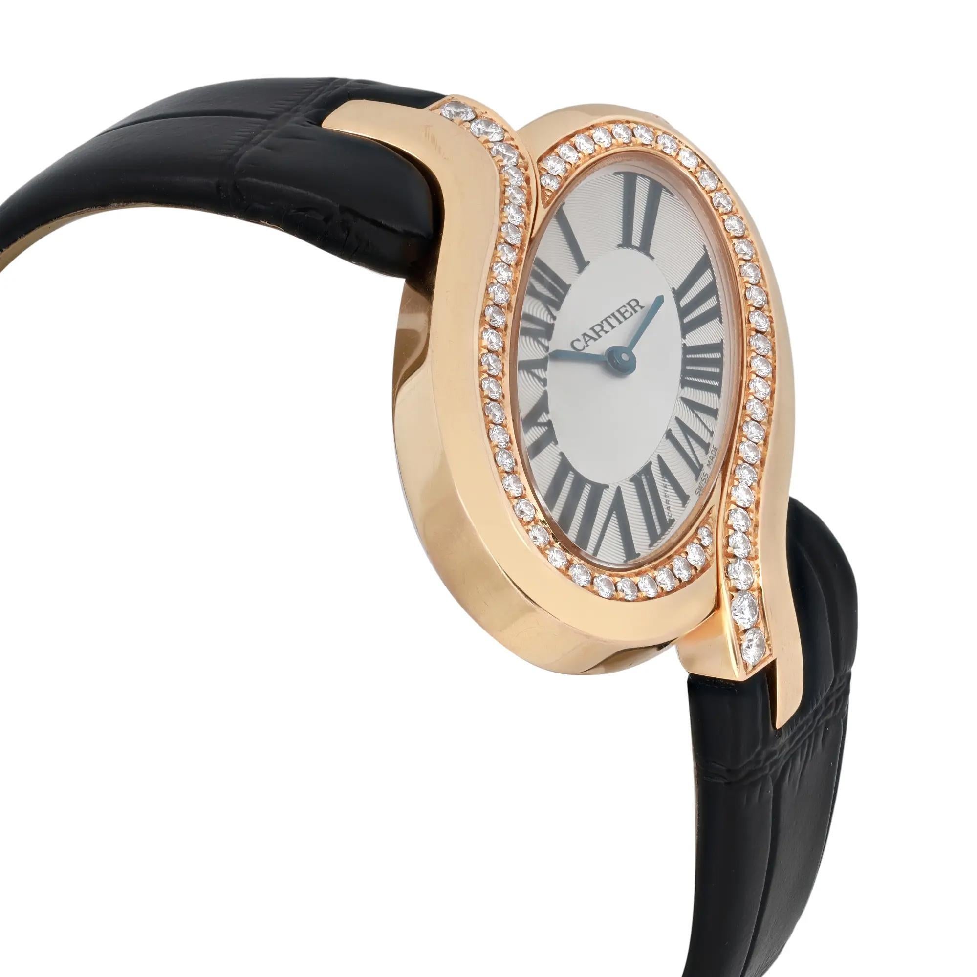 Cartier Delices 18K Gelbgold Diamant Silber Zifferblatt Quarz Uhr 3379 Damen im Angebot
