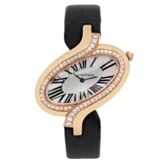 Cartier Delices 18K Gelbgold Diamant Silber Zifferblatt Quarz Uhr 3379