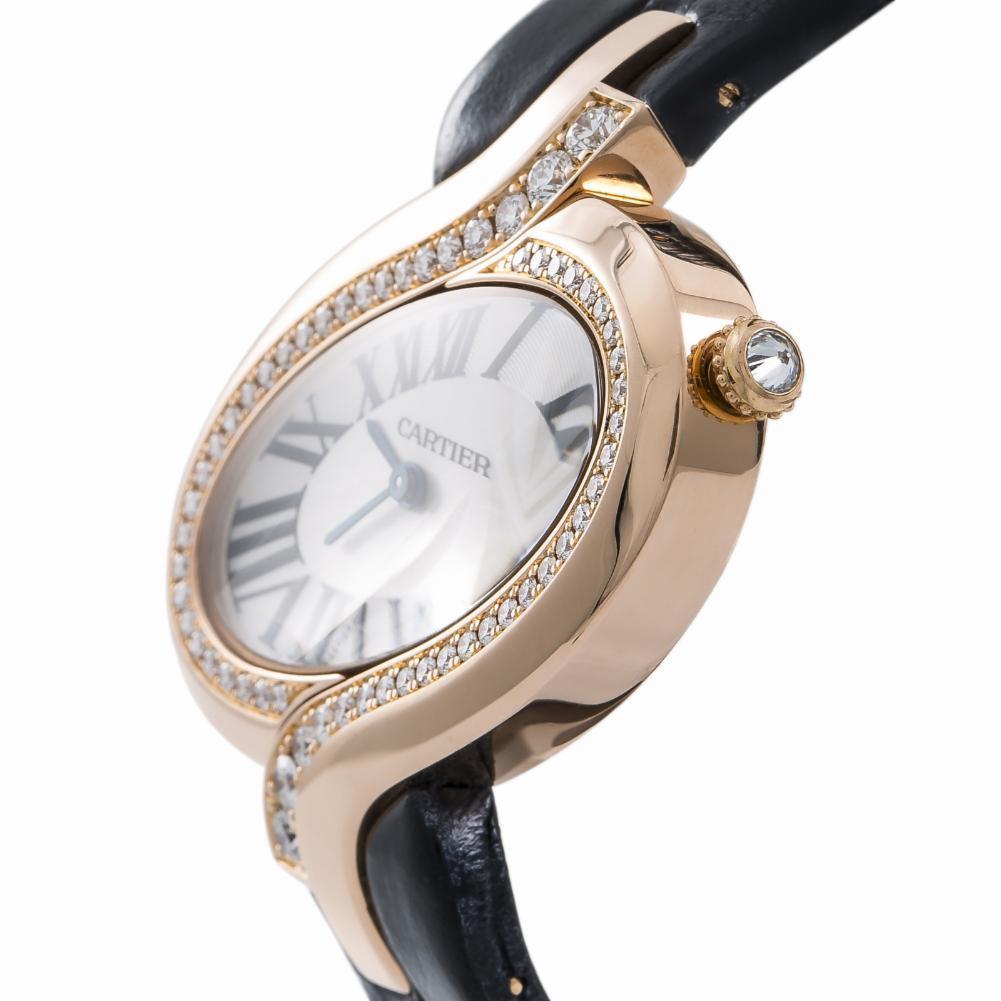 Cartier Delices 3379 WG8000006 Womens Quartz Watch Factory Diamond 18k Rose Gold
