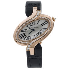 Cartier Delices 3379 WG8000006 Womens Quartz Watch Factory Diamond 18k Rose Gold
