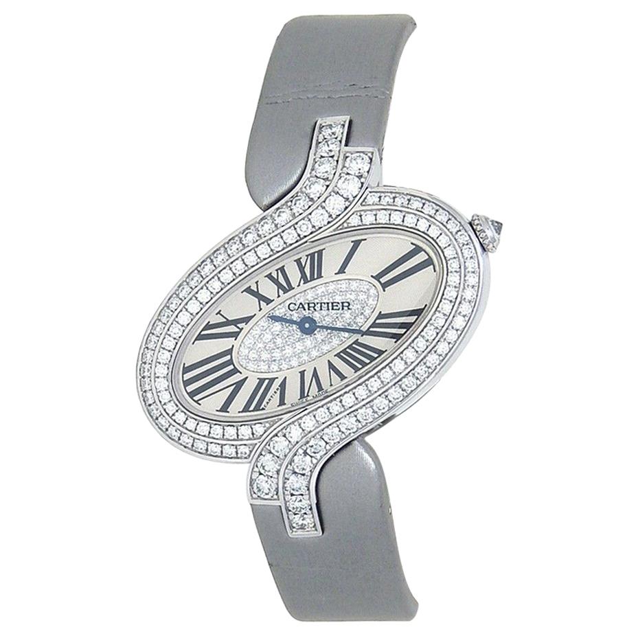 Cartier Delices de Cartier 18 Karat White Gold Quartz Ladies Watch WG800019 For Sale