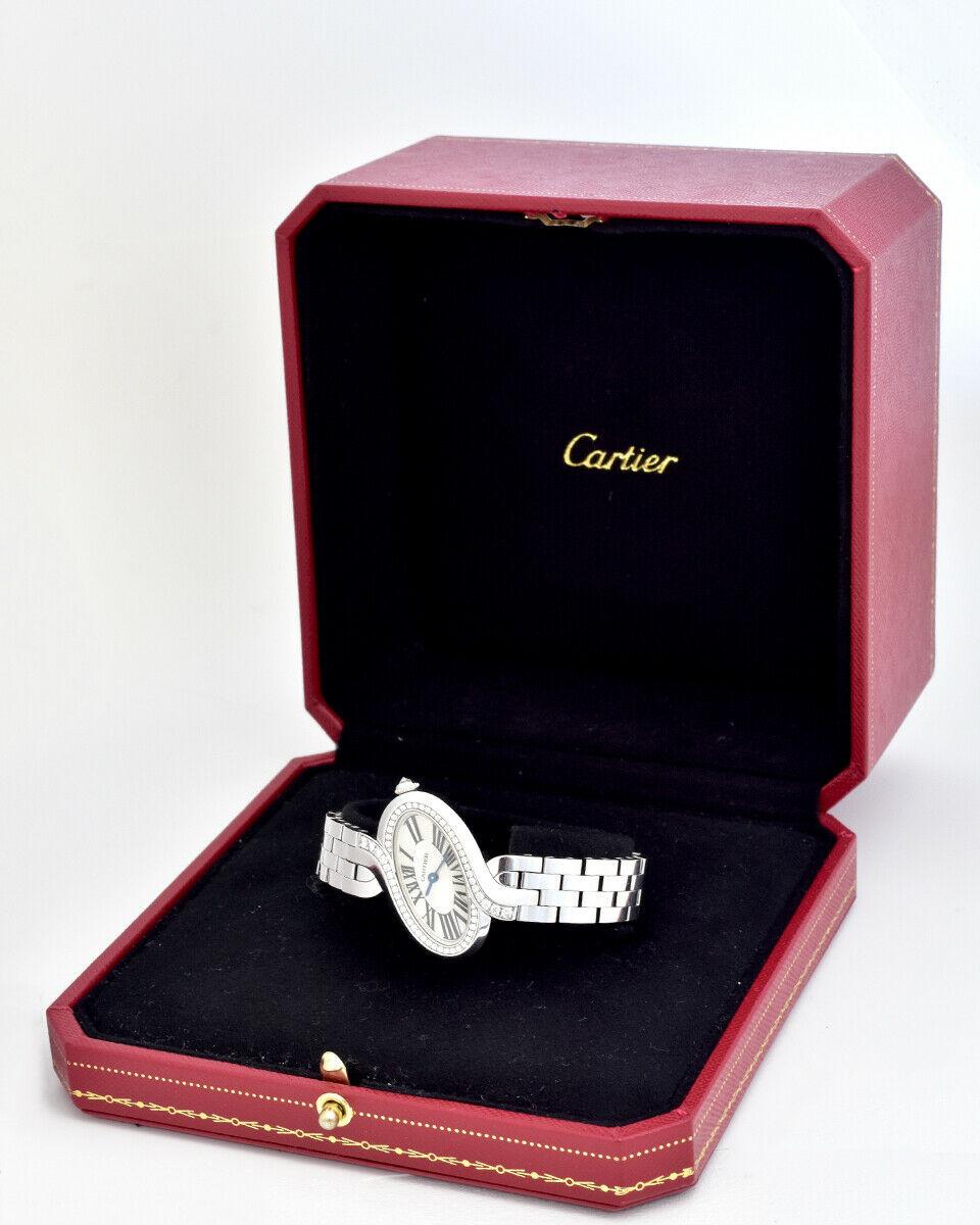 Cartier Delices de Cartier 3383 with Diamonds in White Gold Case Box & Papers In Good Condition In Miami, FL