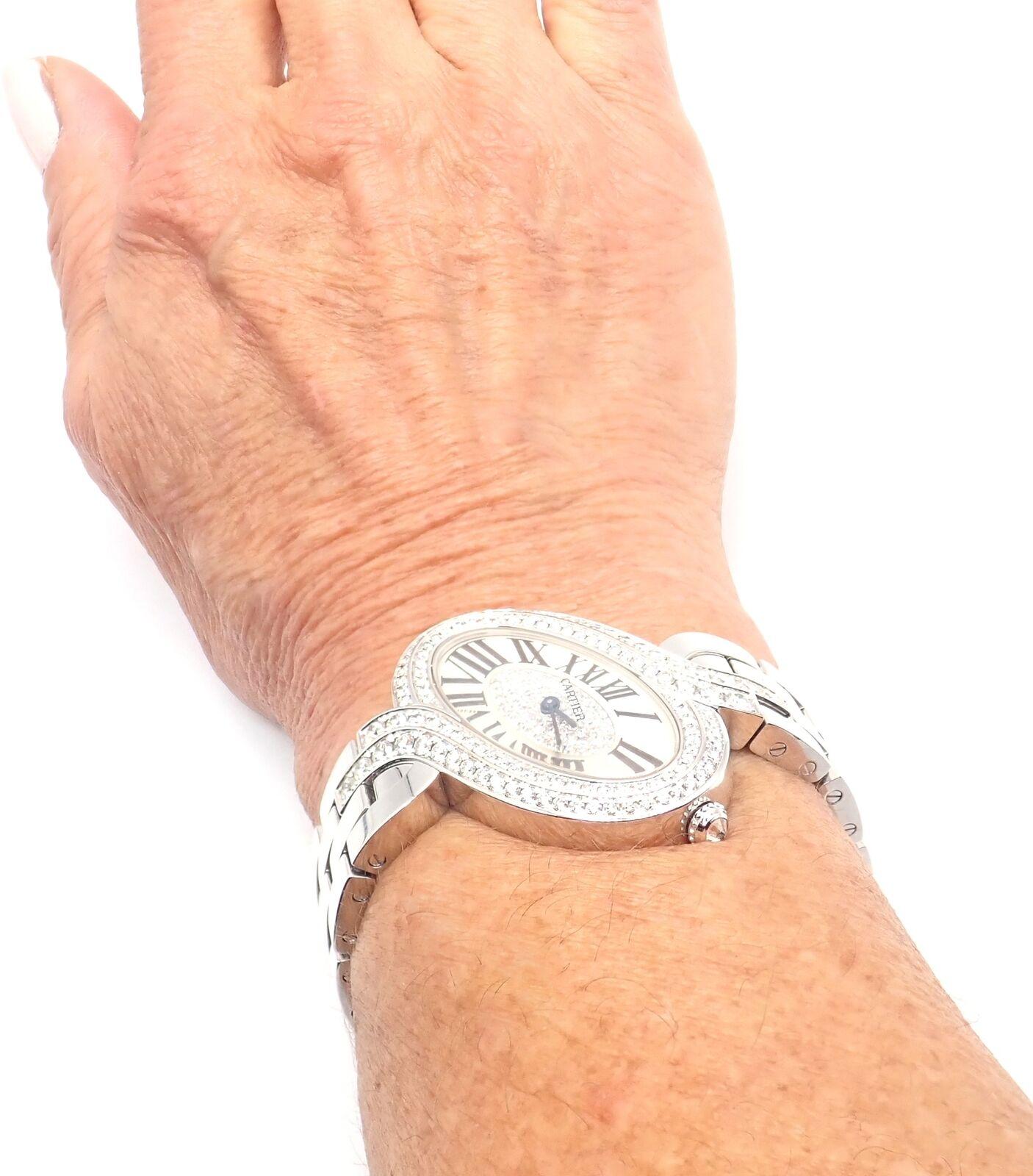 Cartier Delices de Cartier Diamond White Gold Quartz Wristwatch 3380 For Sale 3