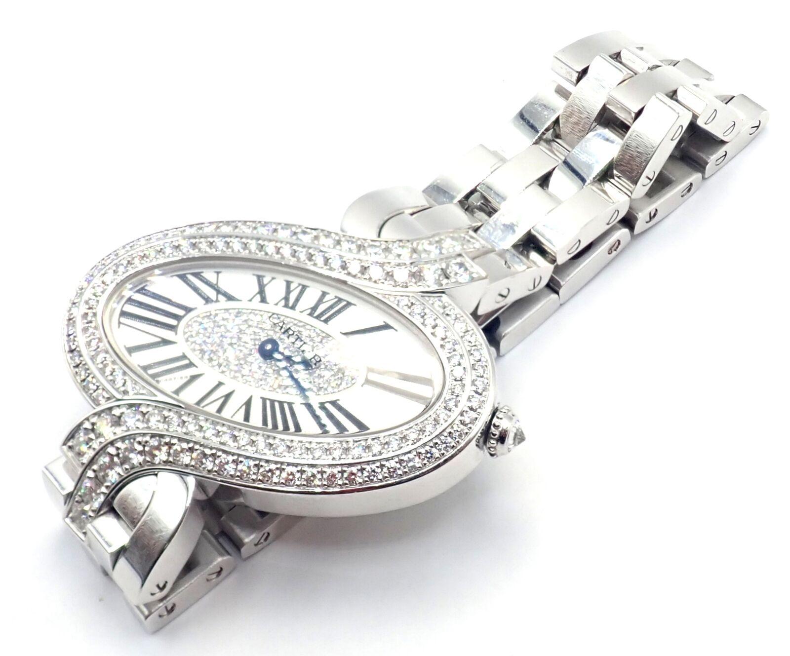 Cartier Montre-bracelet Delices de Cartier en or blanc et quartz avec diamants 3380 Unisexe en vente