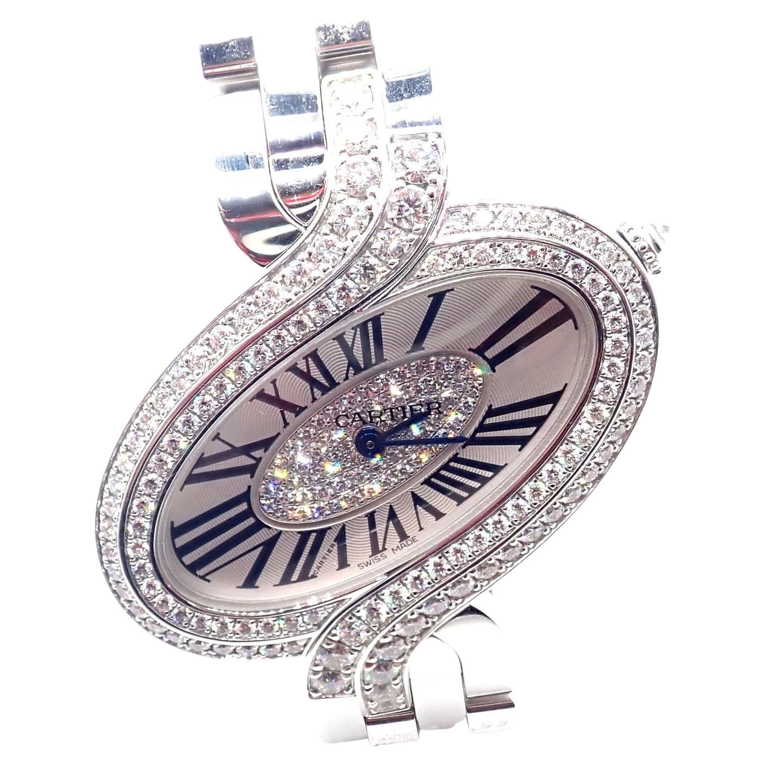 Cartier Montre-bracelet Delices de Cartier en or blanc et quartz avec diamants 3380 en vente
