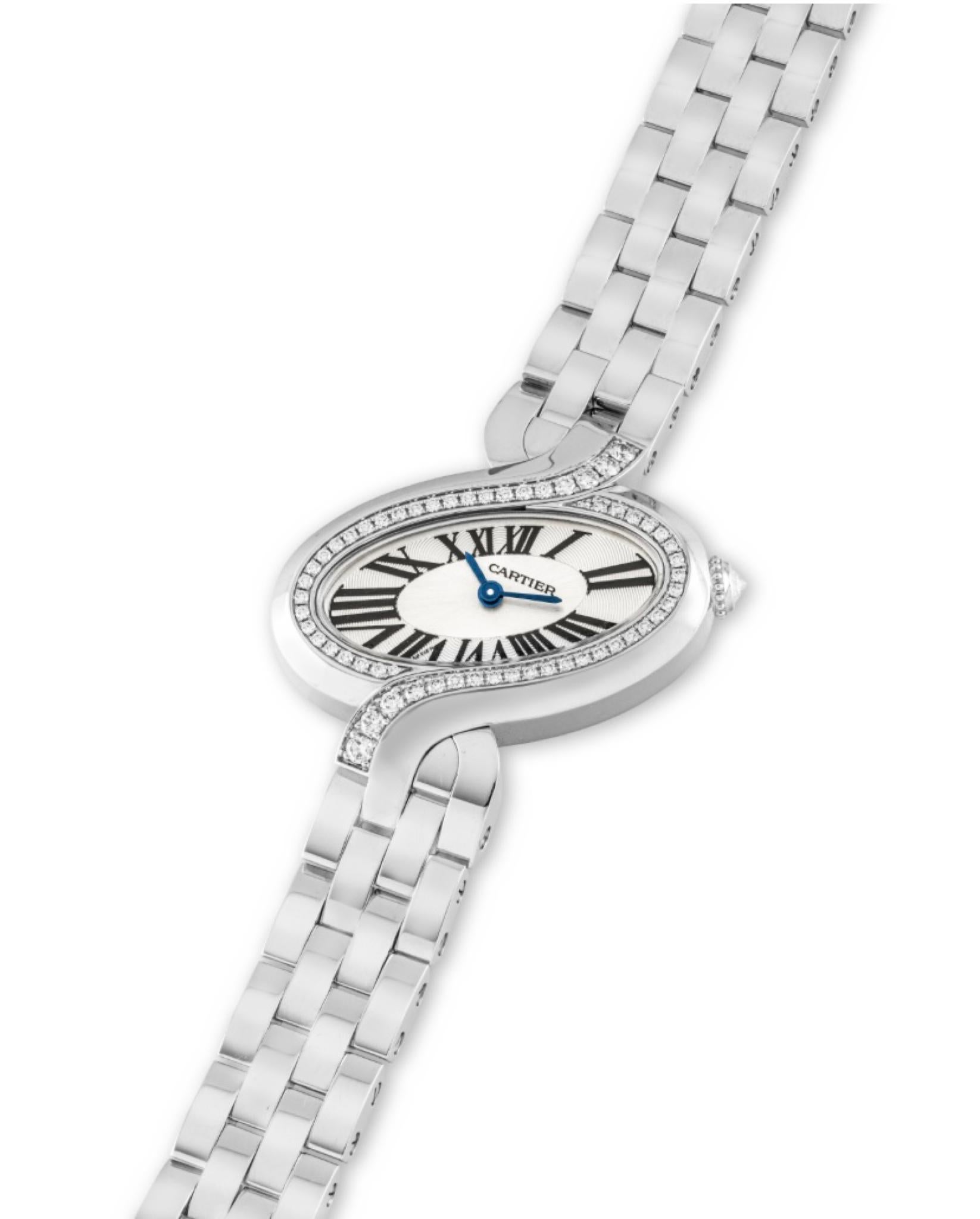 Brilliant Cut Cartier Delices de Cartier Ref. 3383 with Diamonds in White Gold