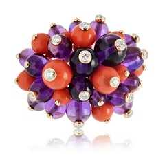 Cartier Delices de Goa Amethyst, Coral And Diamond EU 52 Ring