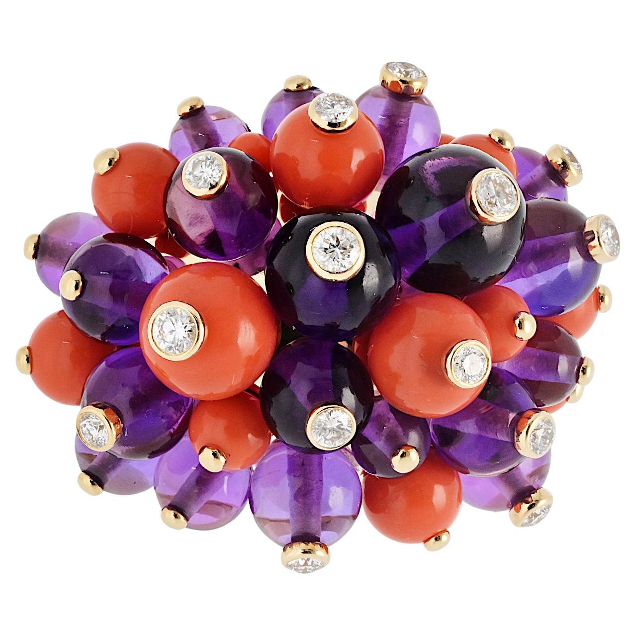Anillo Cartier Delices de Goa Amatista, Coral y Diamante UE 52