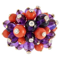 Cartier Delices de Goa Amethyst, Koralle und Diamant EU 52 Ring