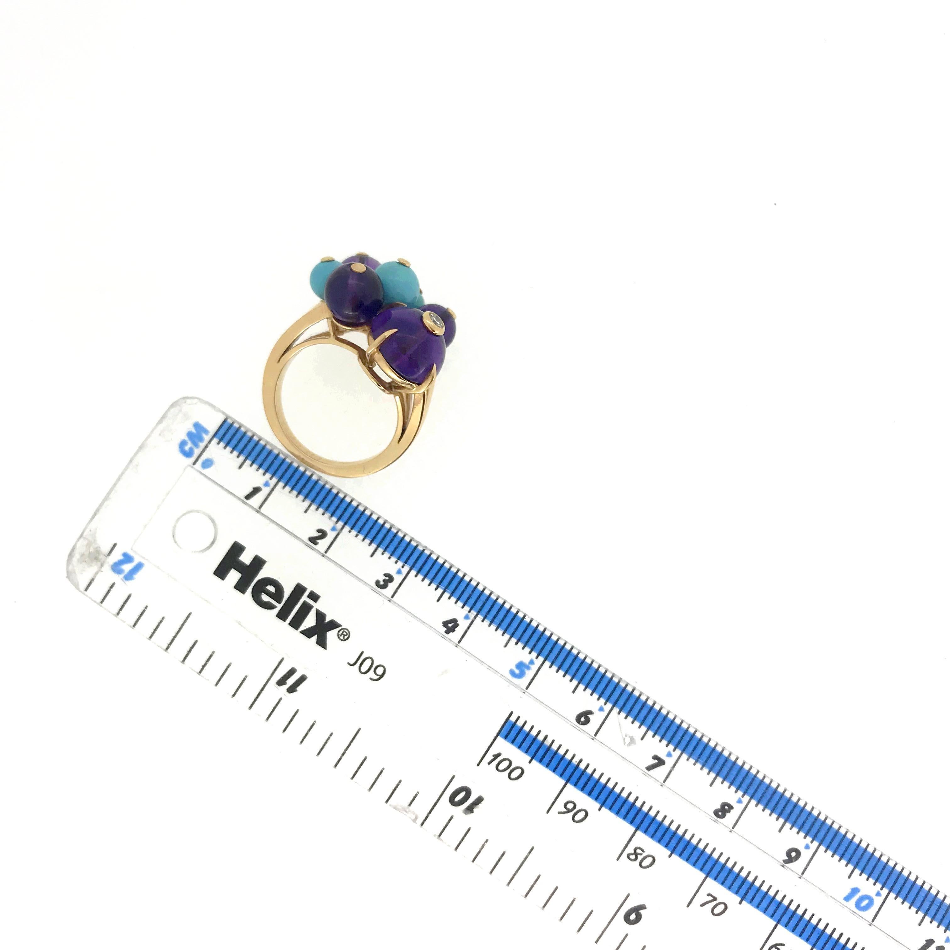 Cartier Delices de Goa Amethyst Turquoise Diamond Rose Gold Cocktail Ring 2